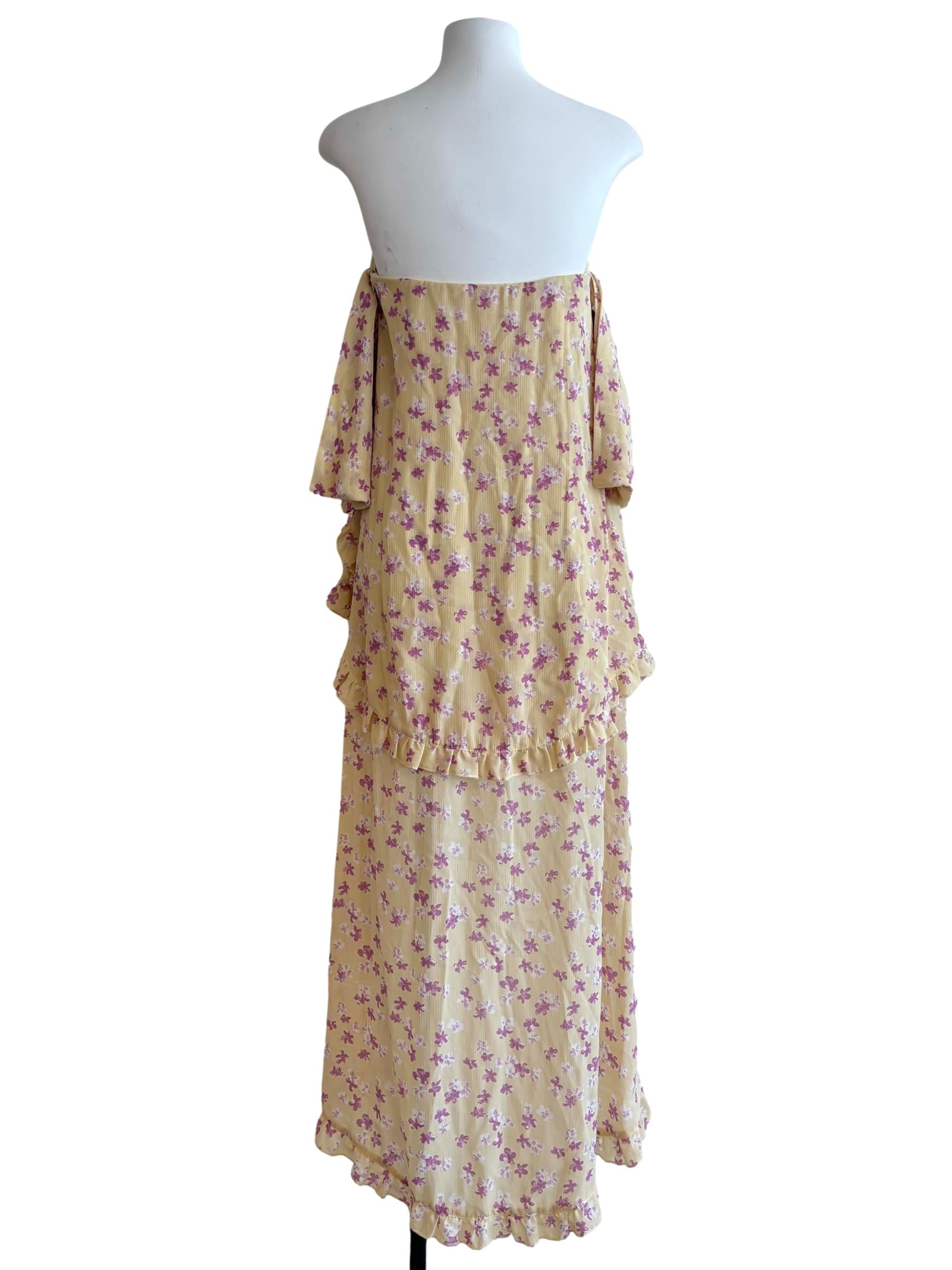 Blonde Strapless Asymmetrical Ruffle Dress
