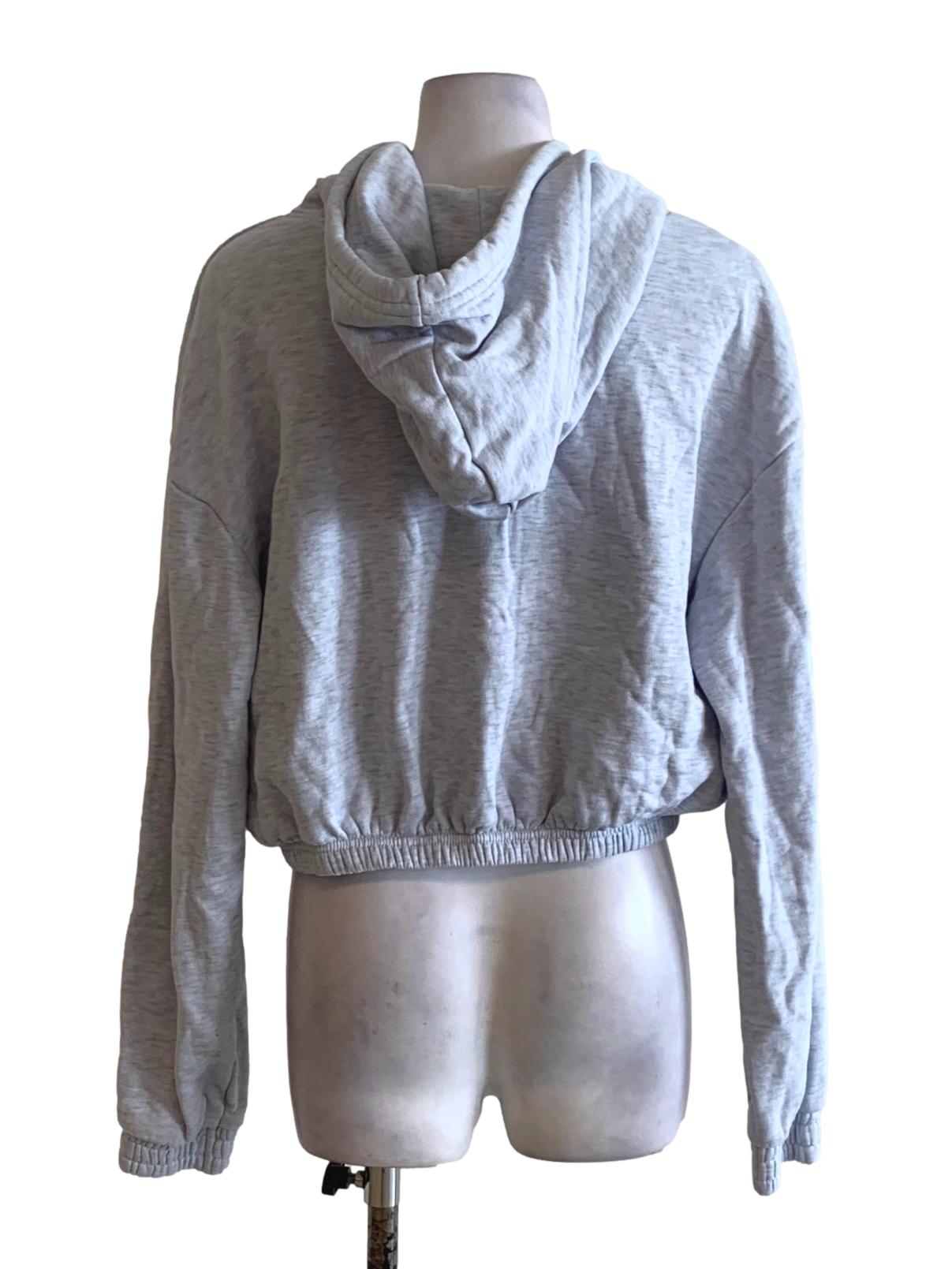 Light Grey Long Sleeves Cropped Top Hoodie