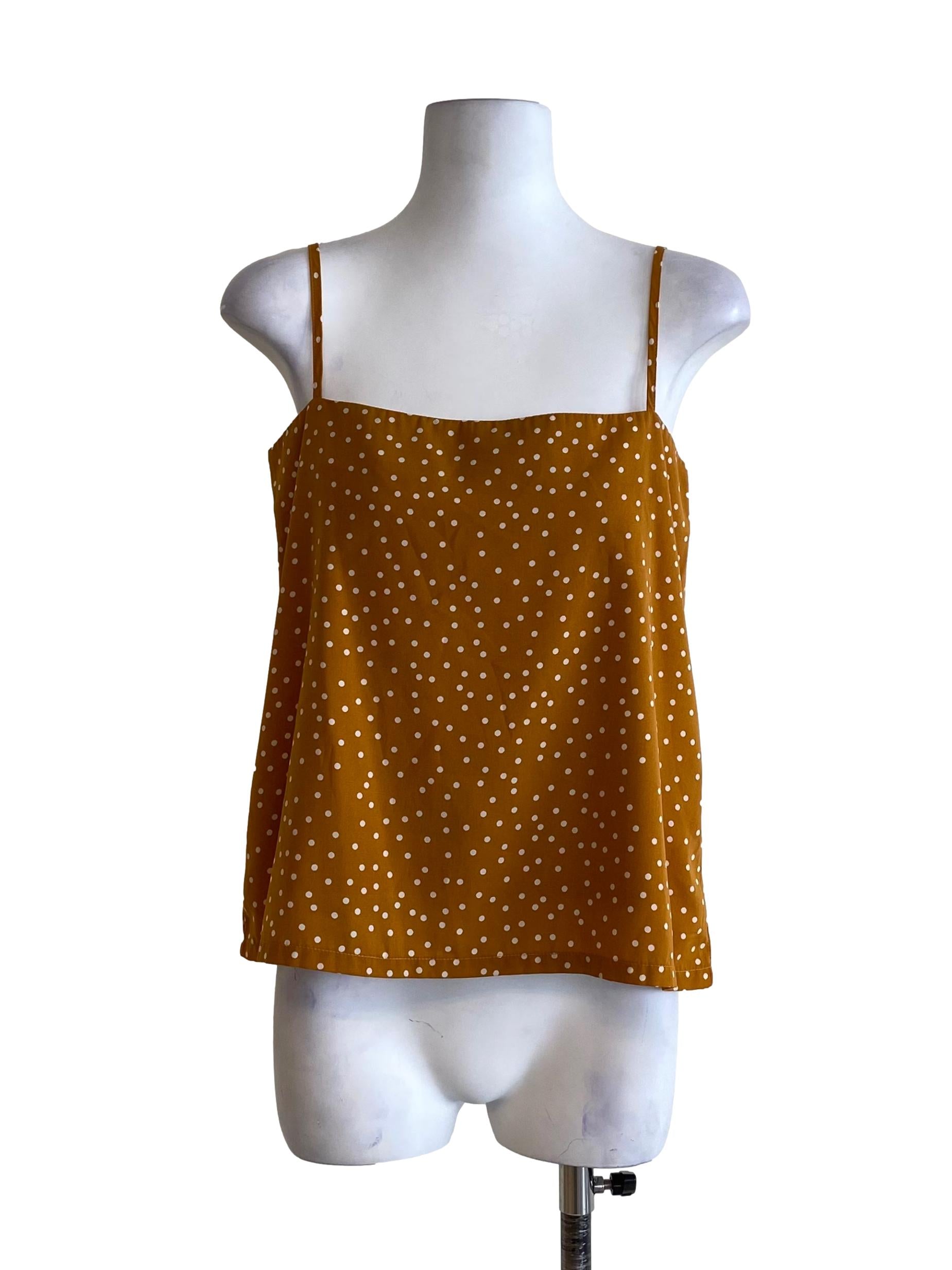 Gold Orange Polkadot Sleeveless Top