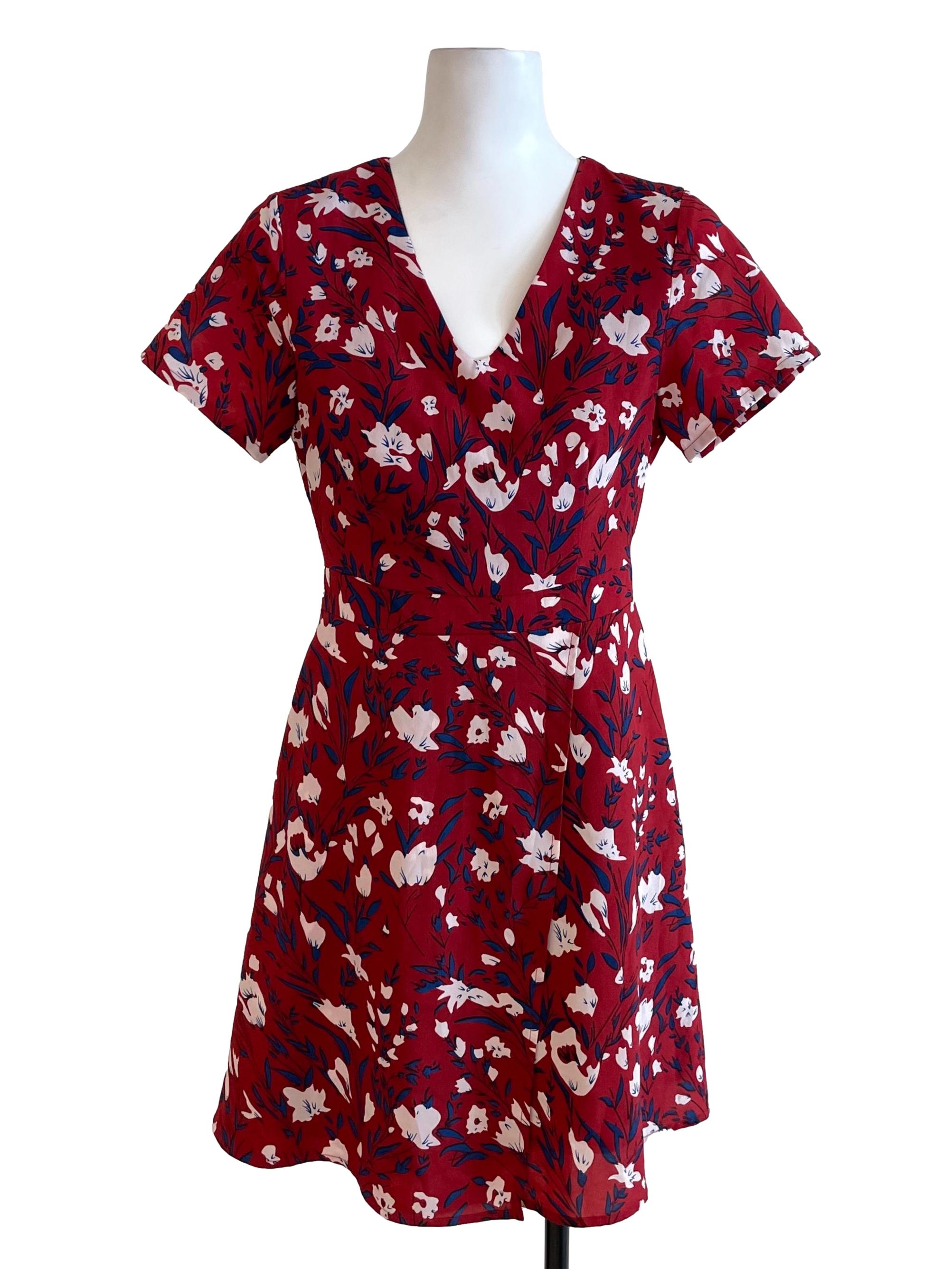 Red Floral Apron Dress