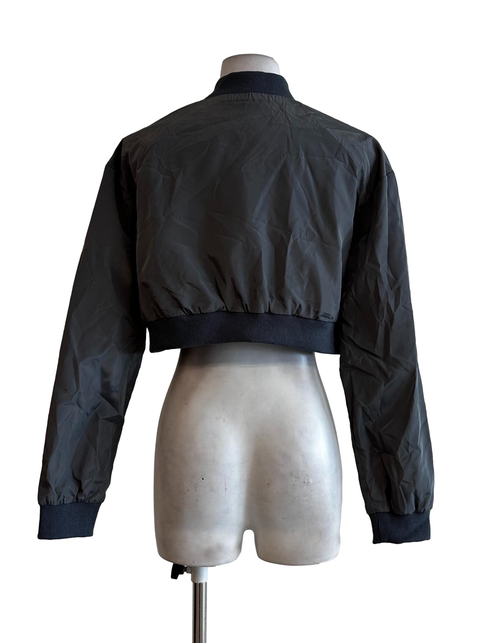 Fog Grey Cropped Bomber Jackets