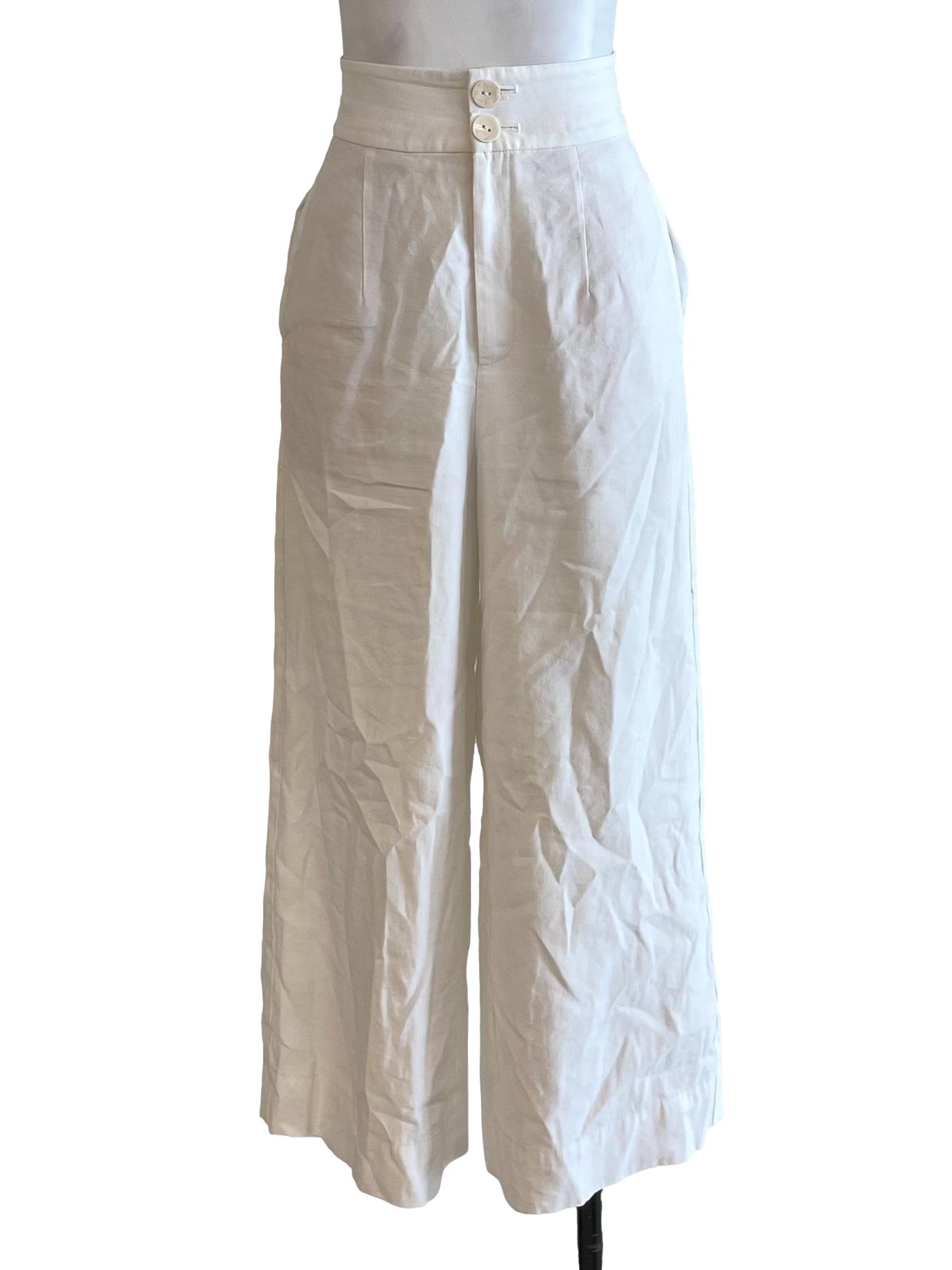 White High Waist Wide Pants