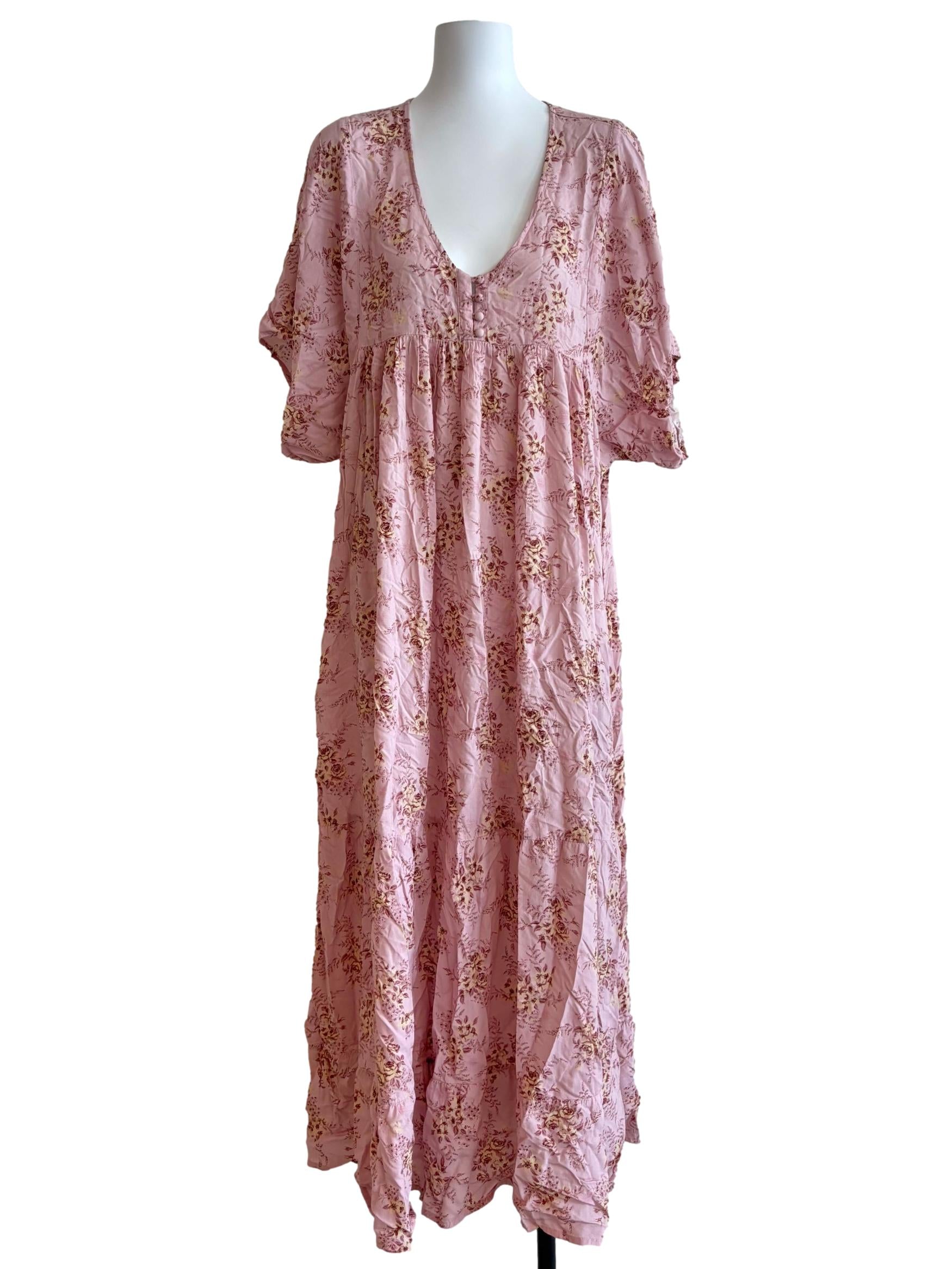 Rose Pink Floral Maxi Dress