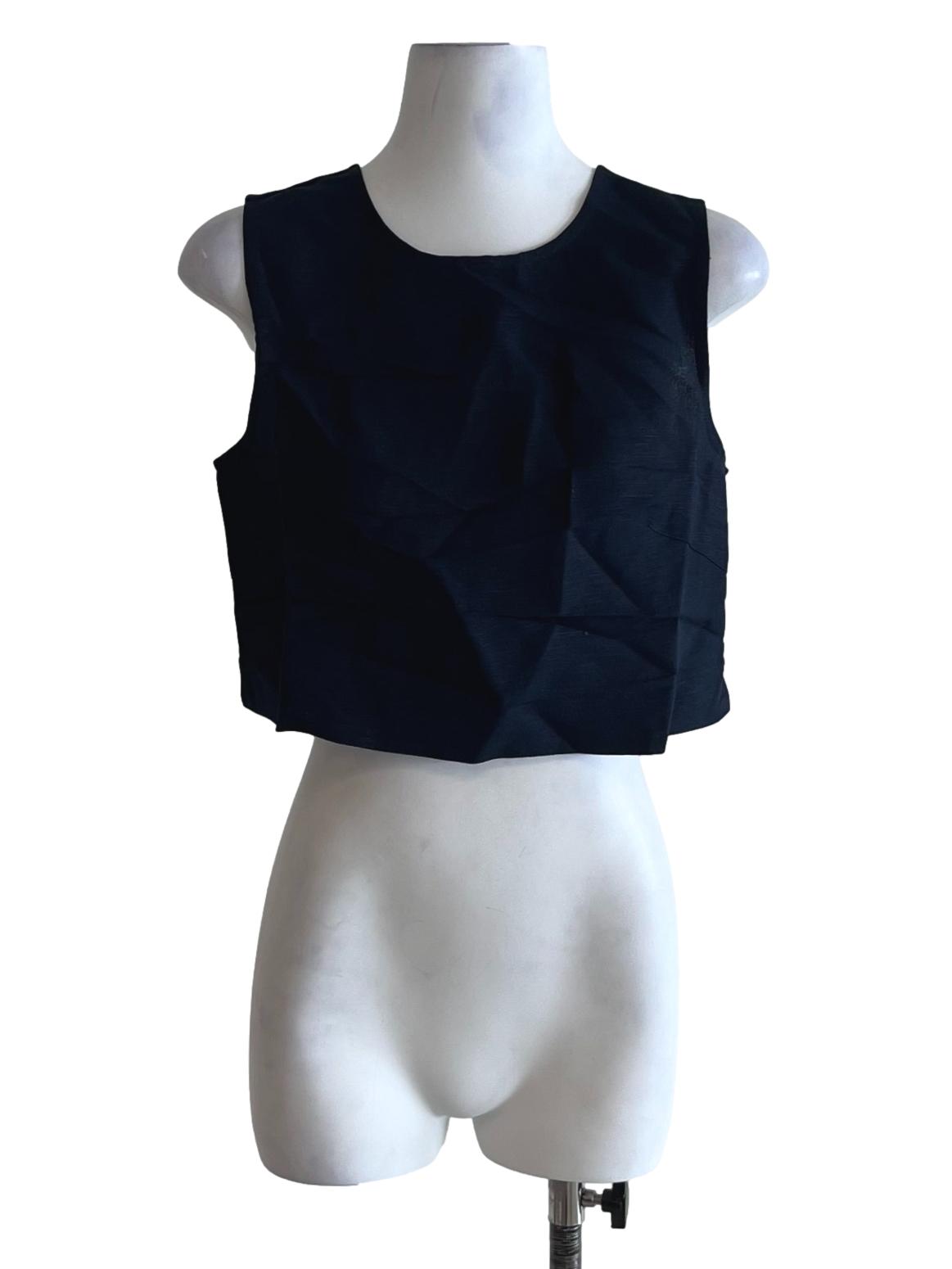 Midnight Blue Jewel Neckline Sleeveless Top