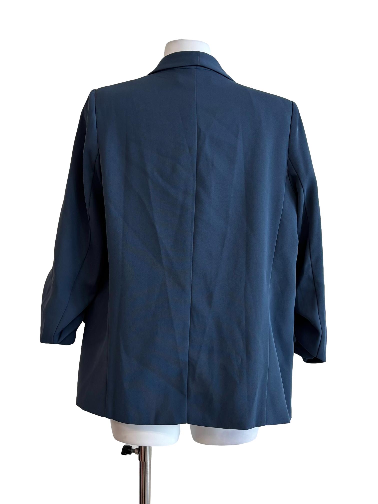 Lapis Blue Buttonless Scrunch Sleeve Blazer