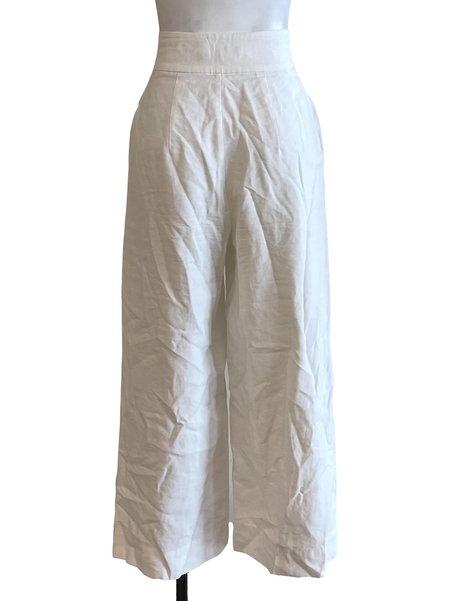 White High Waist Wide Pants