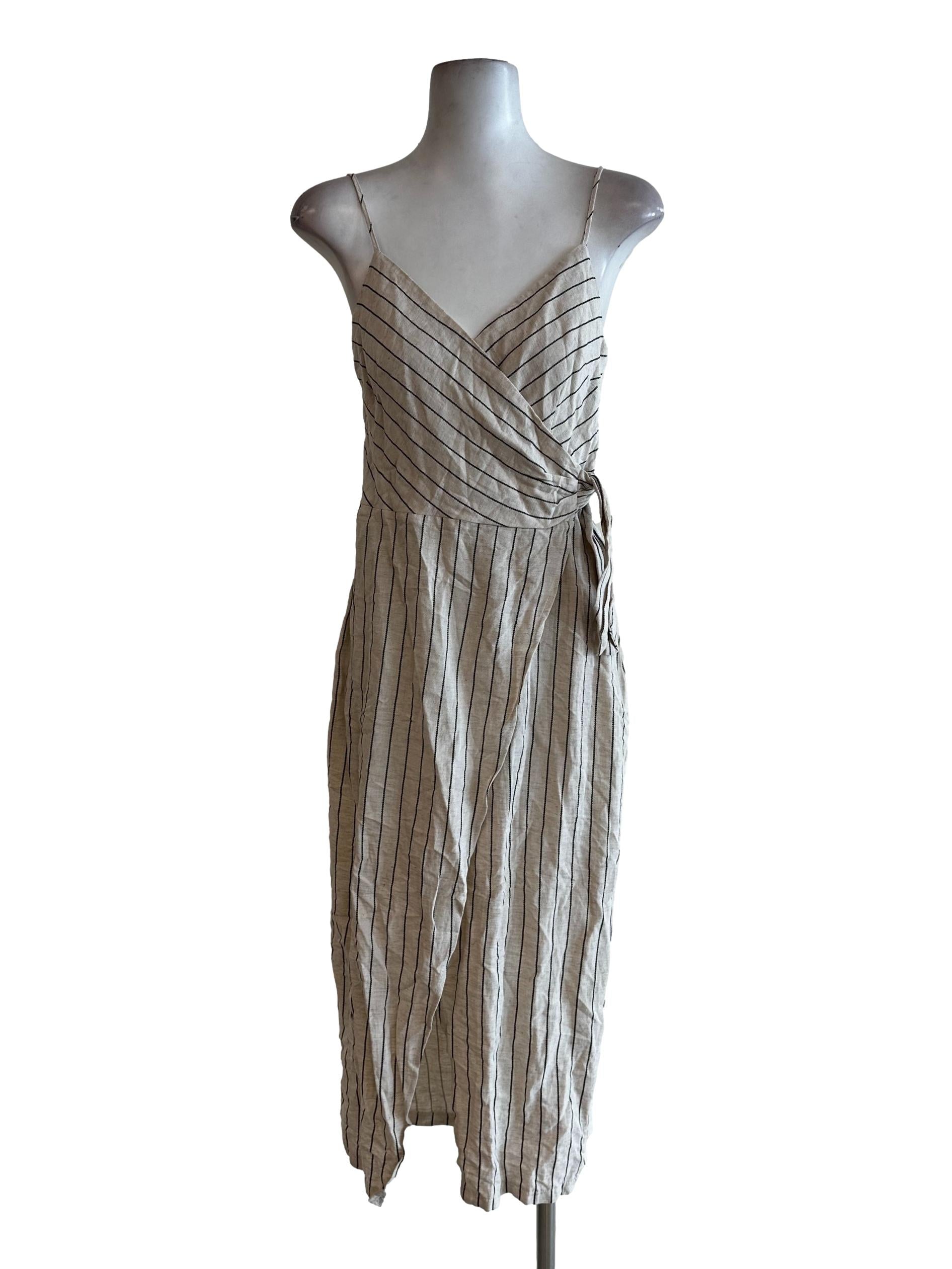 Parmesan Beige Stripes Pattern Dress
