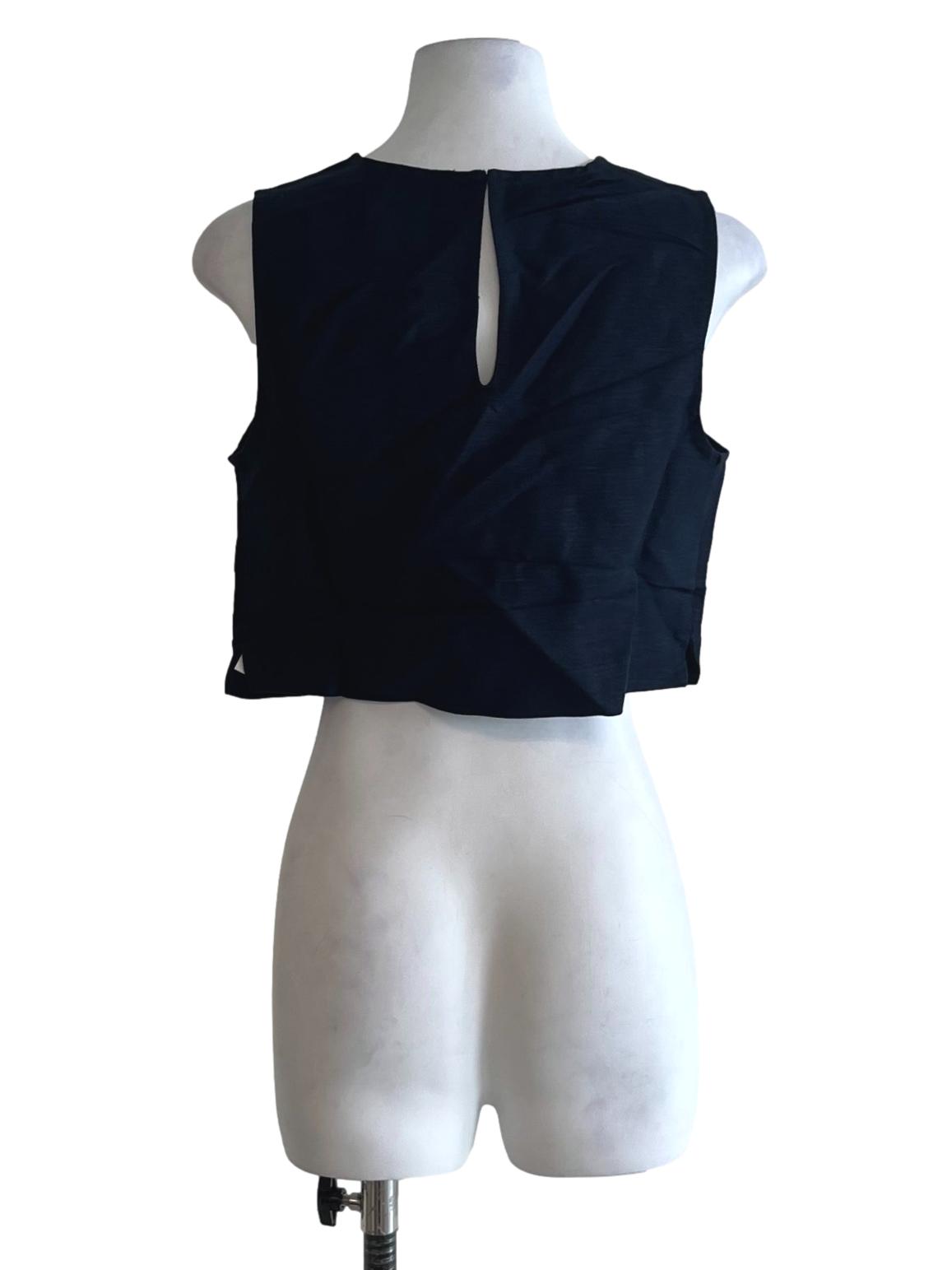 Midnight Blue Jewel Neckline Sleeveless Top