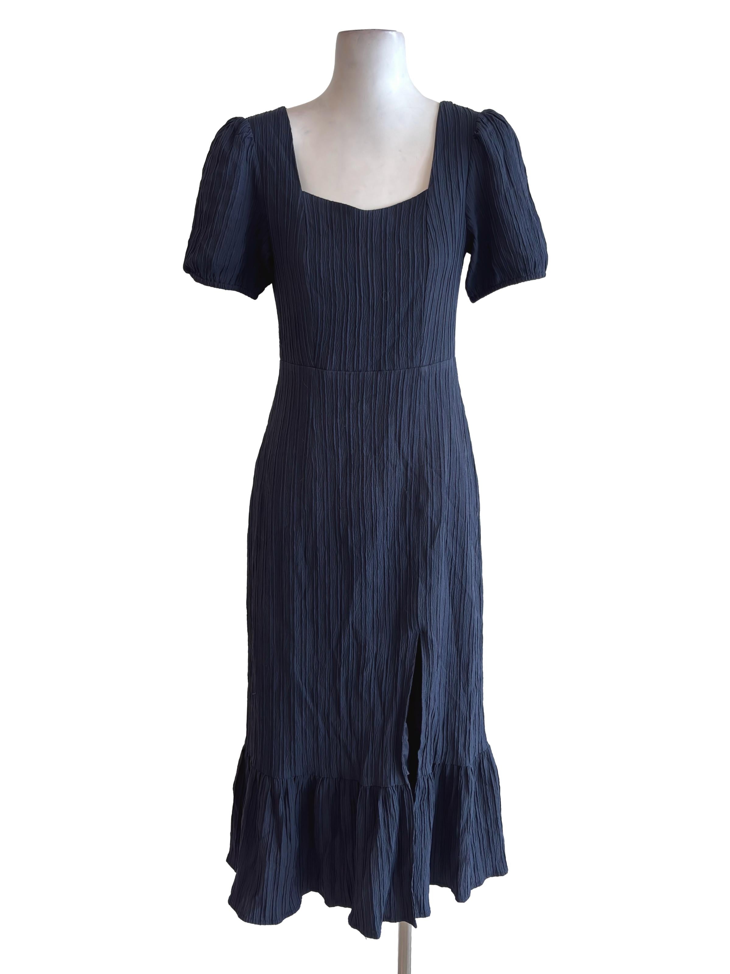 Navy Blue Slit Maxi Dress