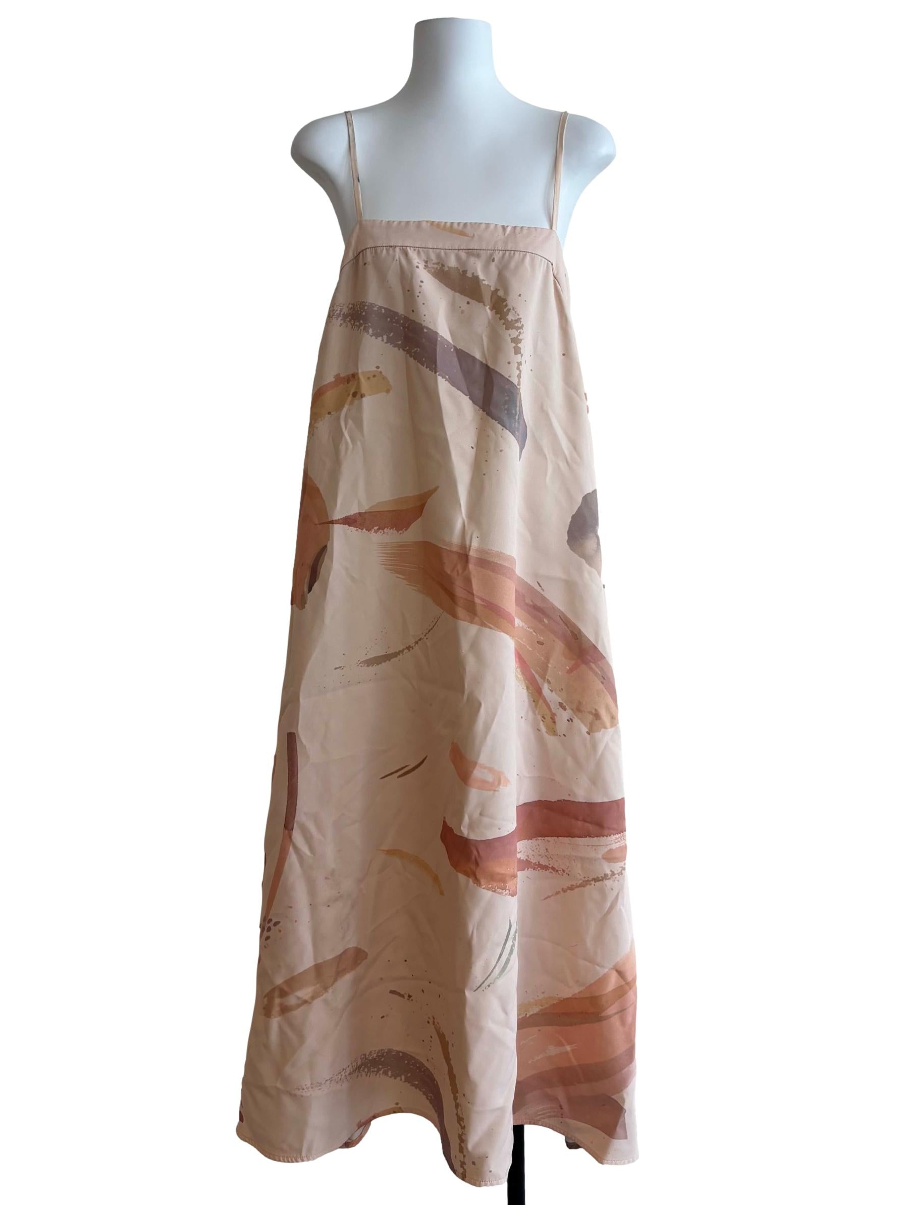 Almond Beige Patterned Tent Dress
