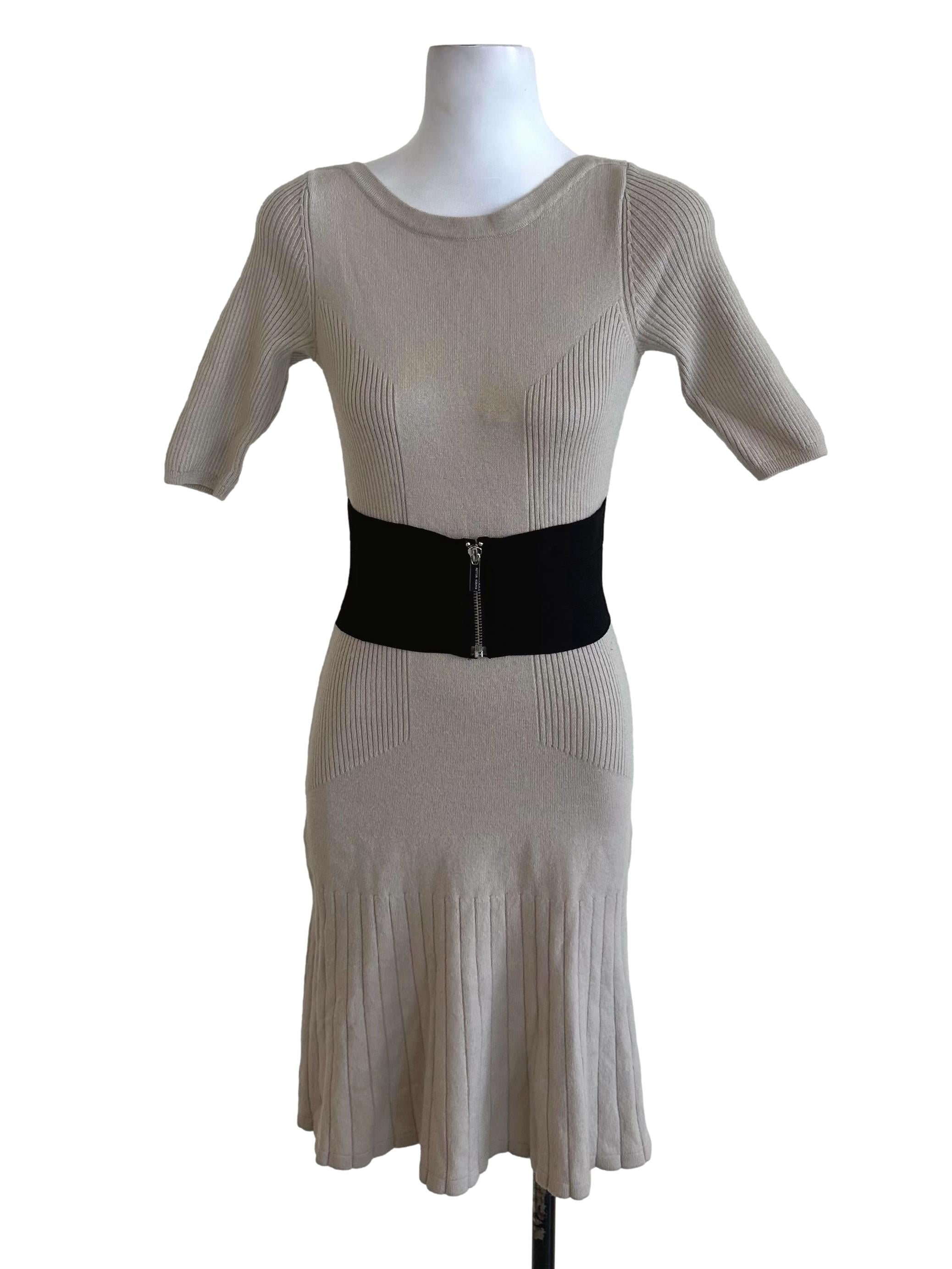 Light Beige Short Sleeve Knit Dress