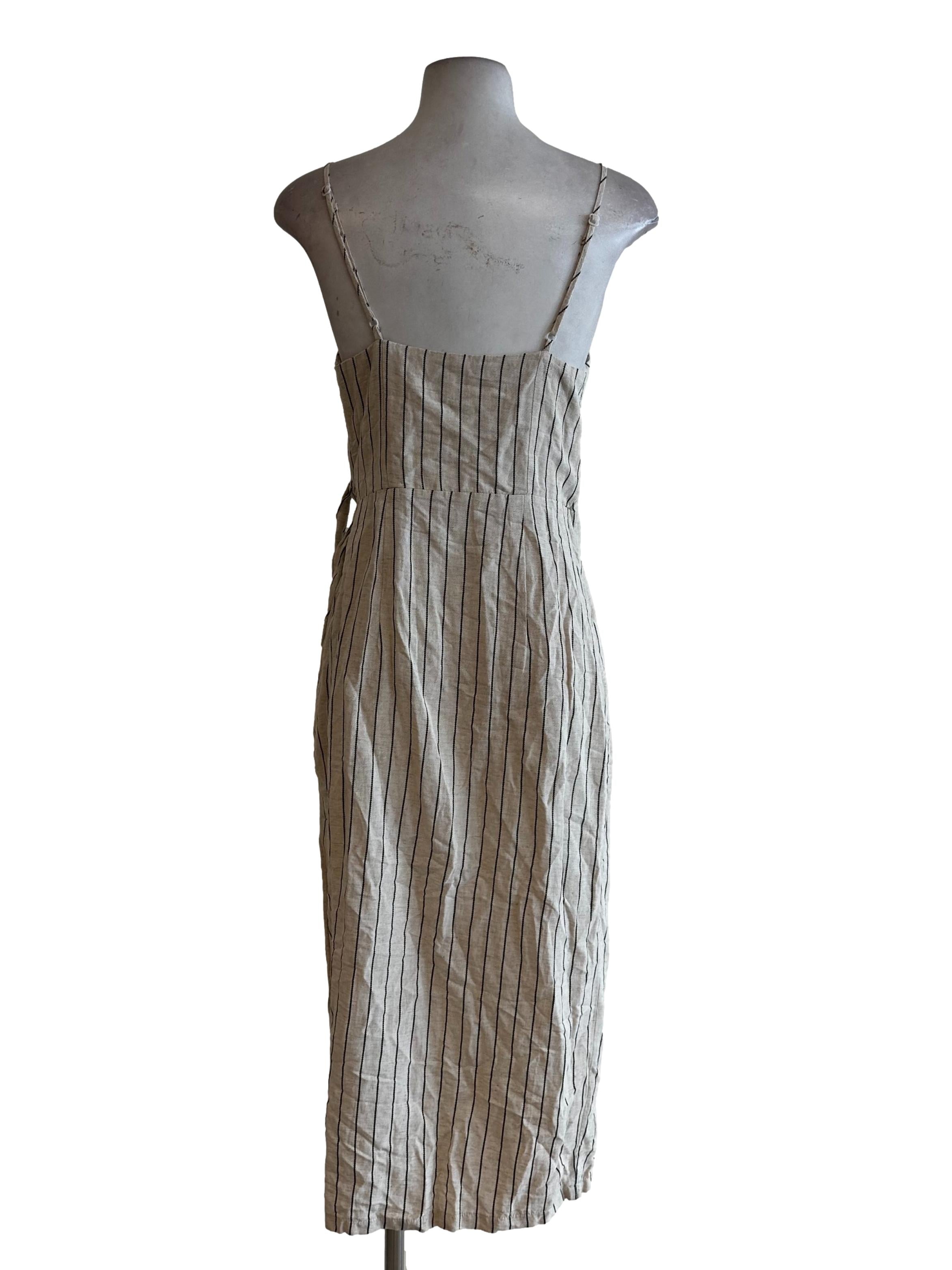 Parmesan Beige Stripes Pattern Dress
