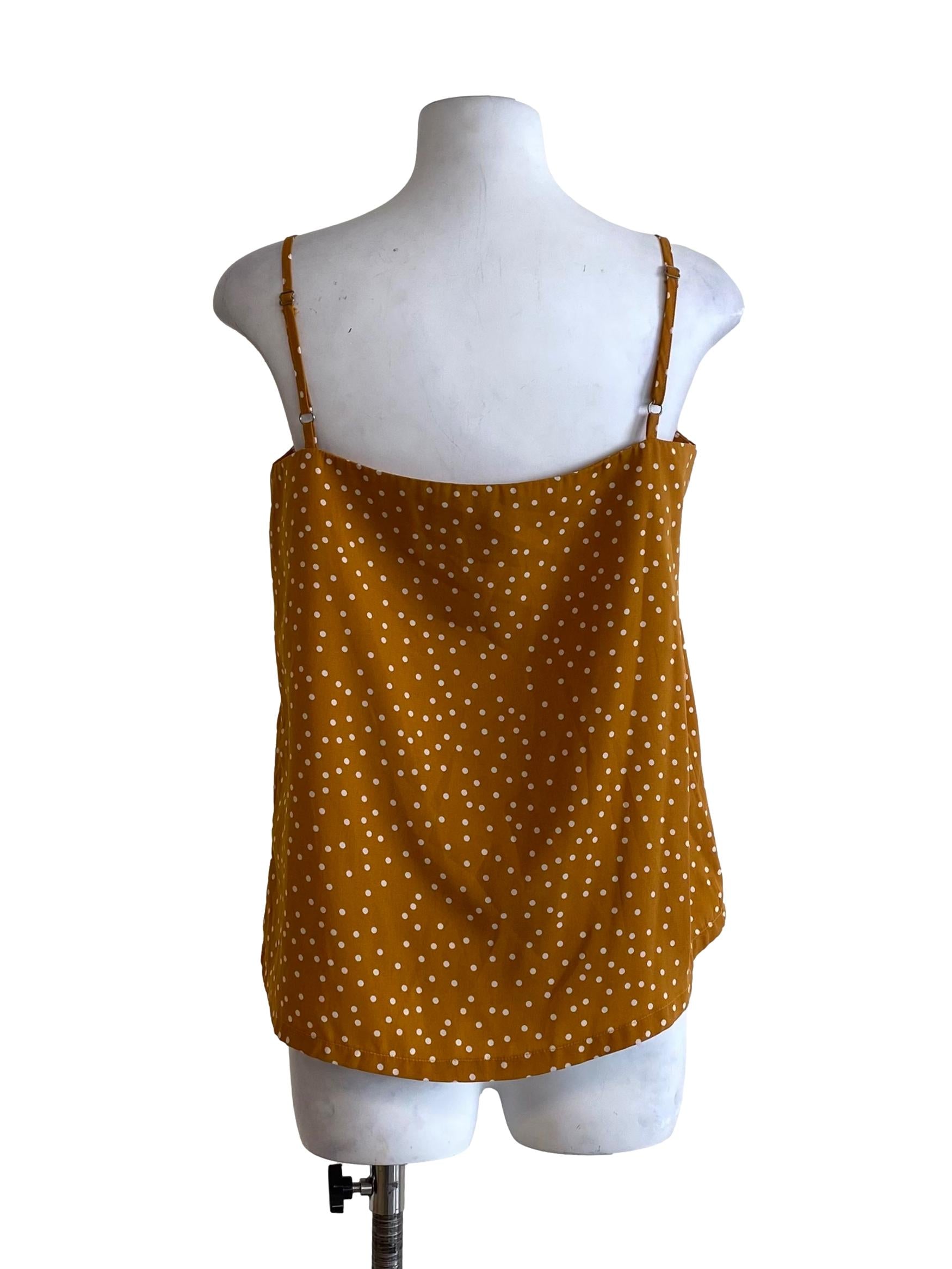 Gold Orange Polkadot Sleeveless Top