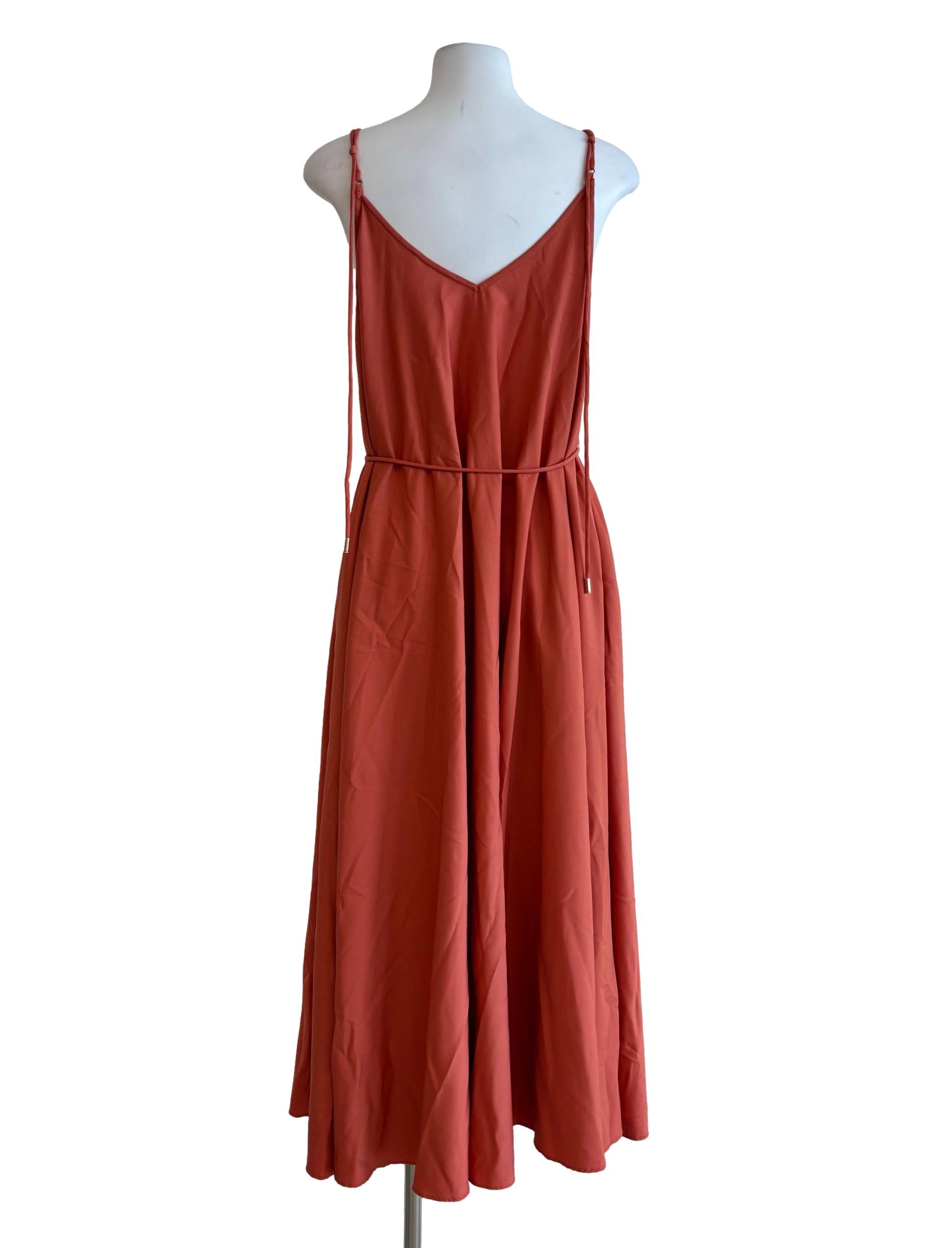 Tangelo Orange Spaghetti Strap Cotton Dress
