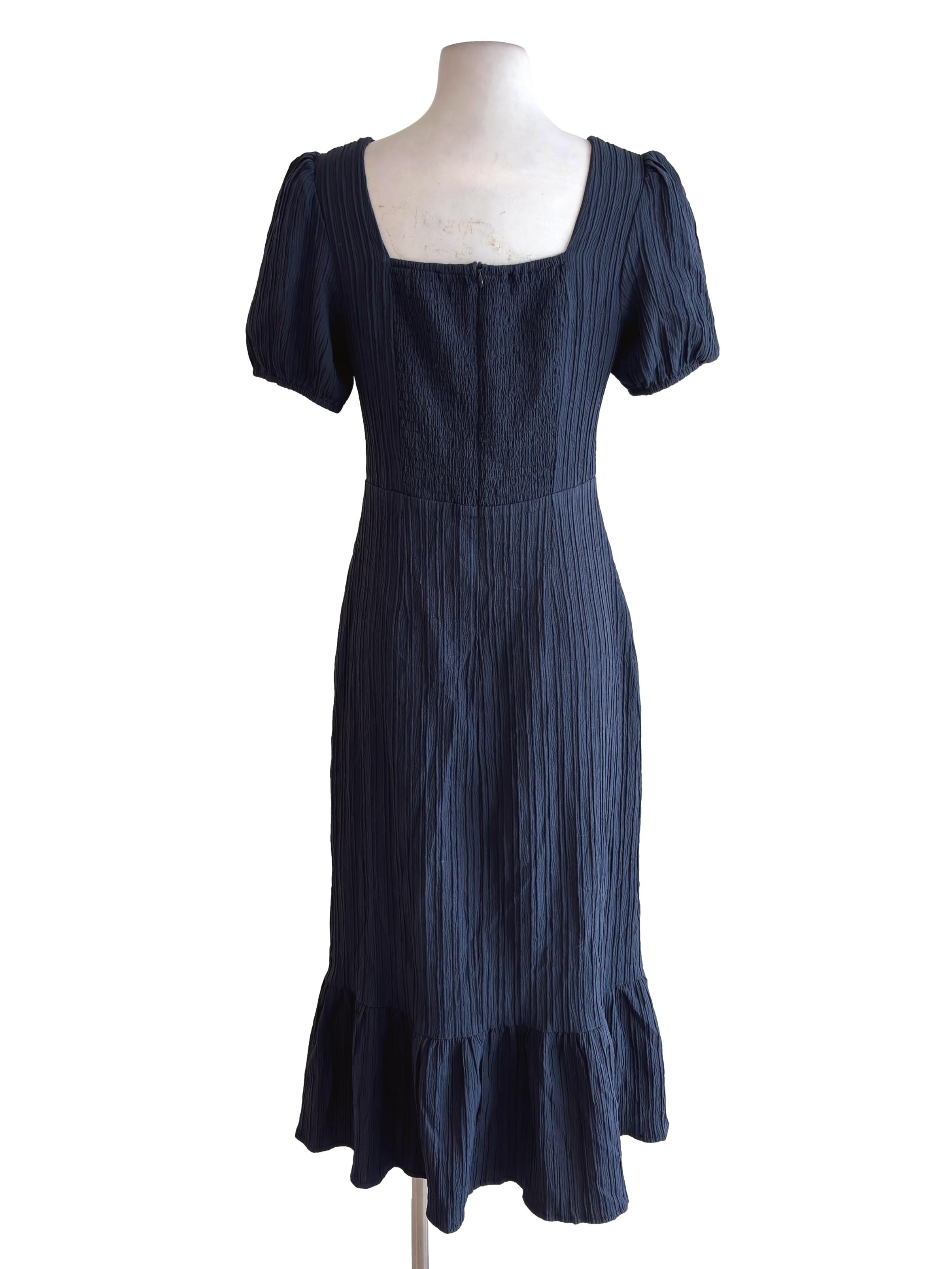 Navy Blue Slit Maxi Dress