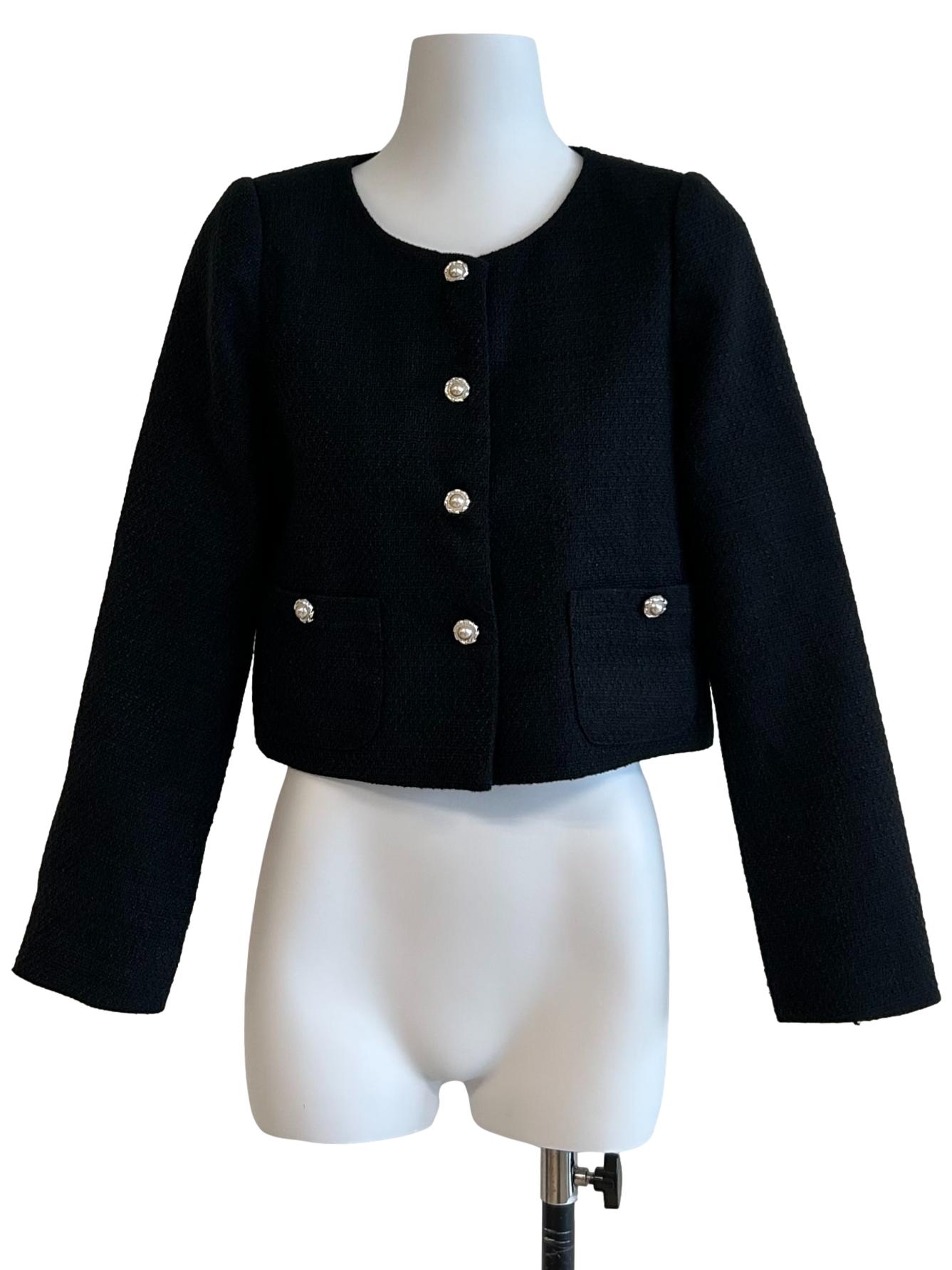 Soft Black Tweed Cardigan