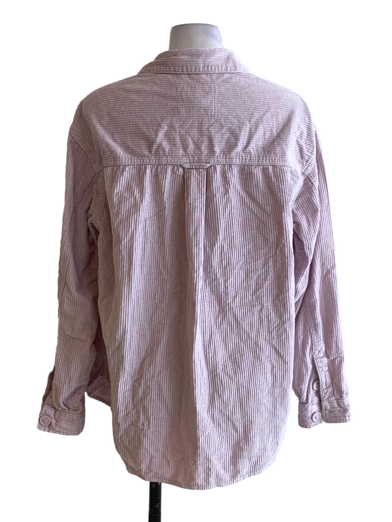 Lilac Purple Button Up Corduroy Collar Top With Flat Pockets