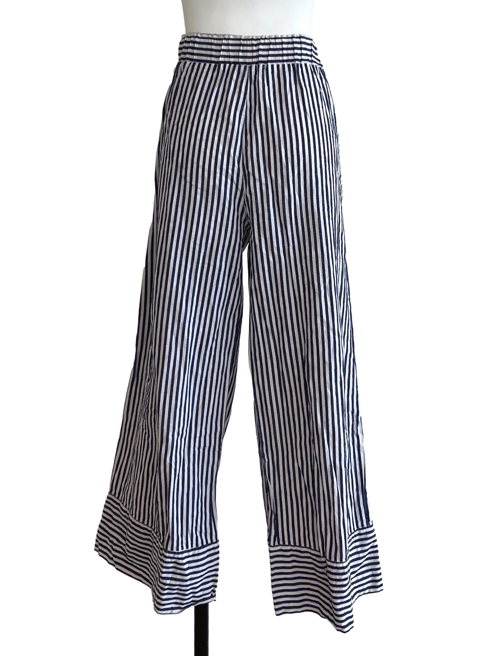 The Editor's Market Blue White Stripe Pants | REFASH