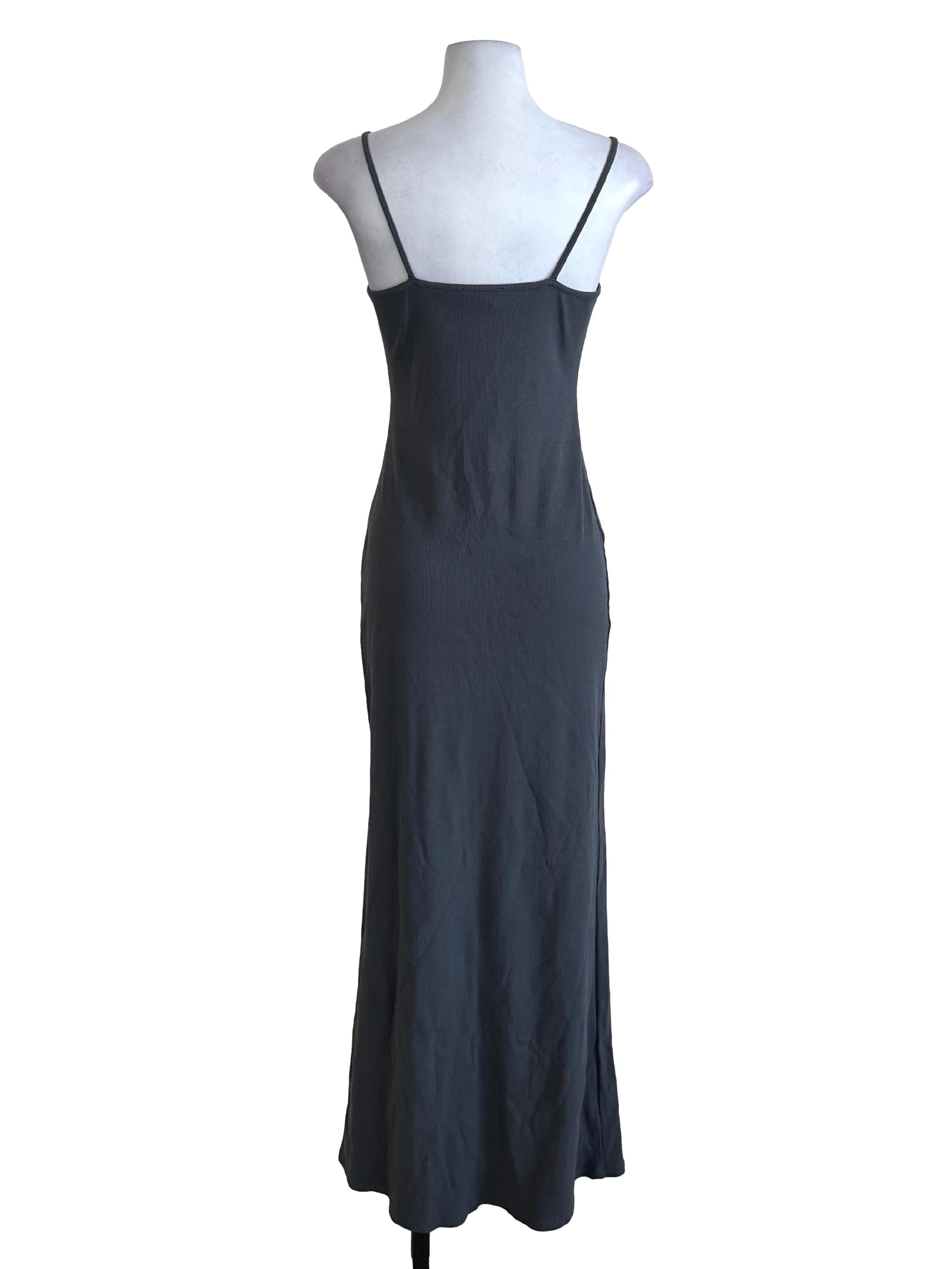 Dark Grey Knit Spaghetti Strap Dress