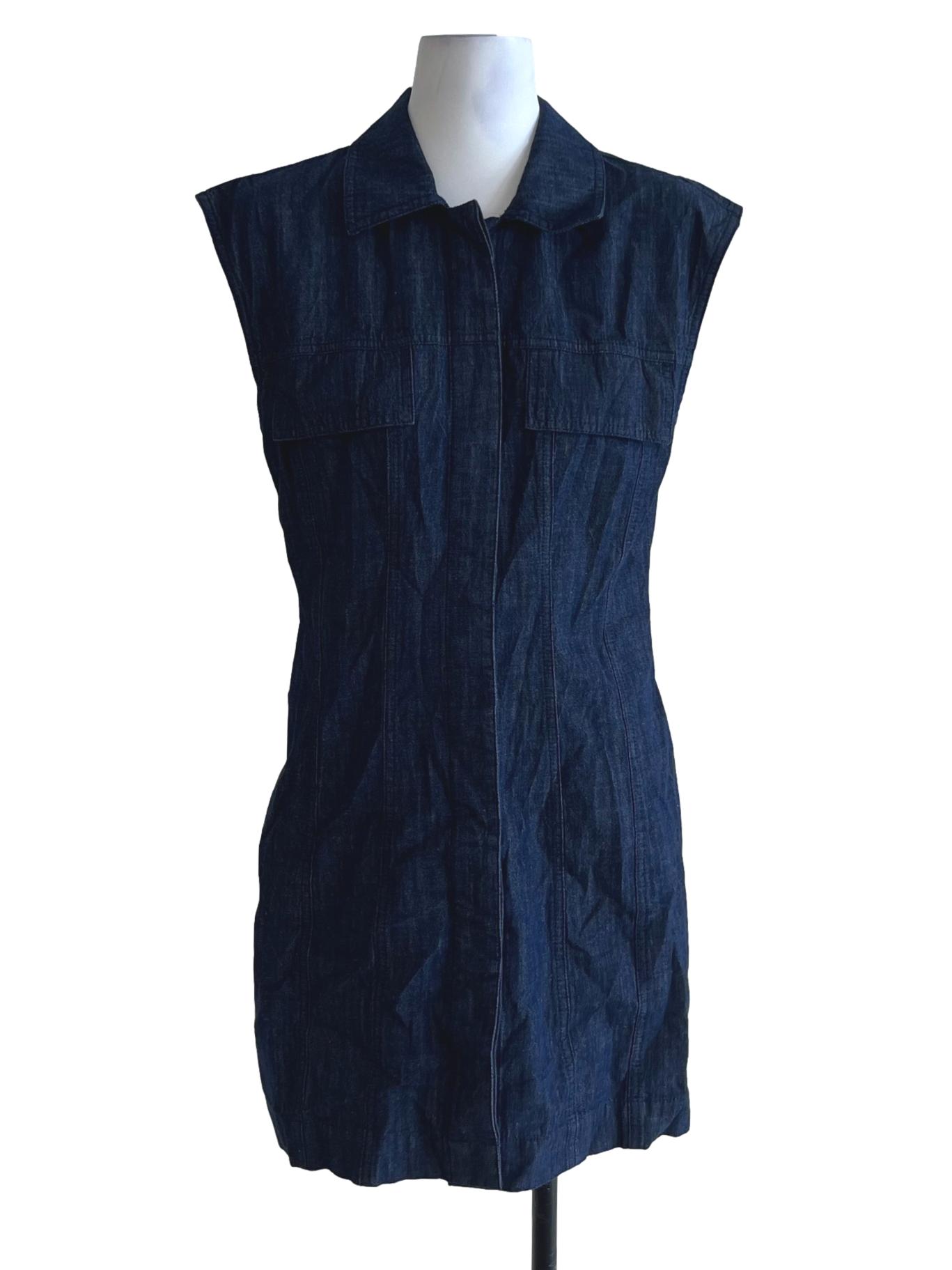 Blue Denim Wing Collar Shirt Dress