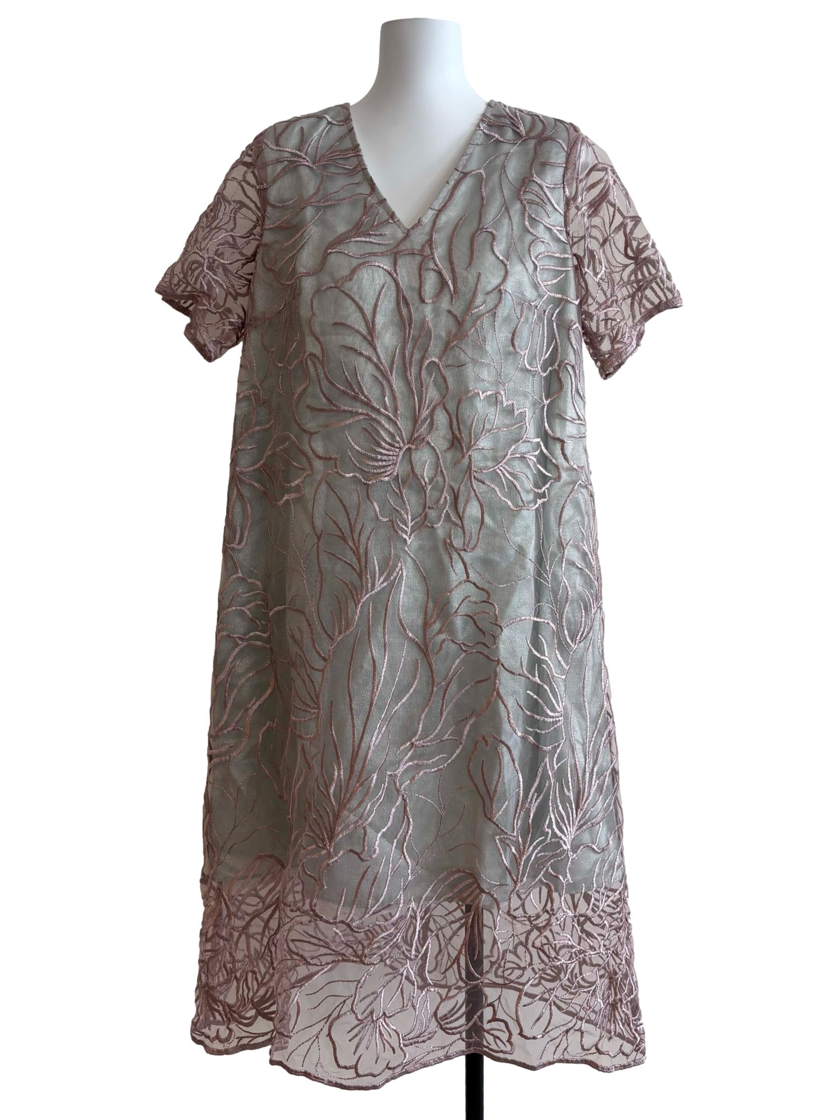 Sage Green Rose Pink Lace Dress
