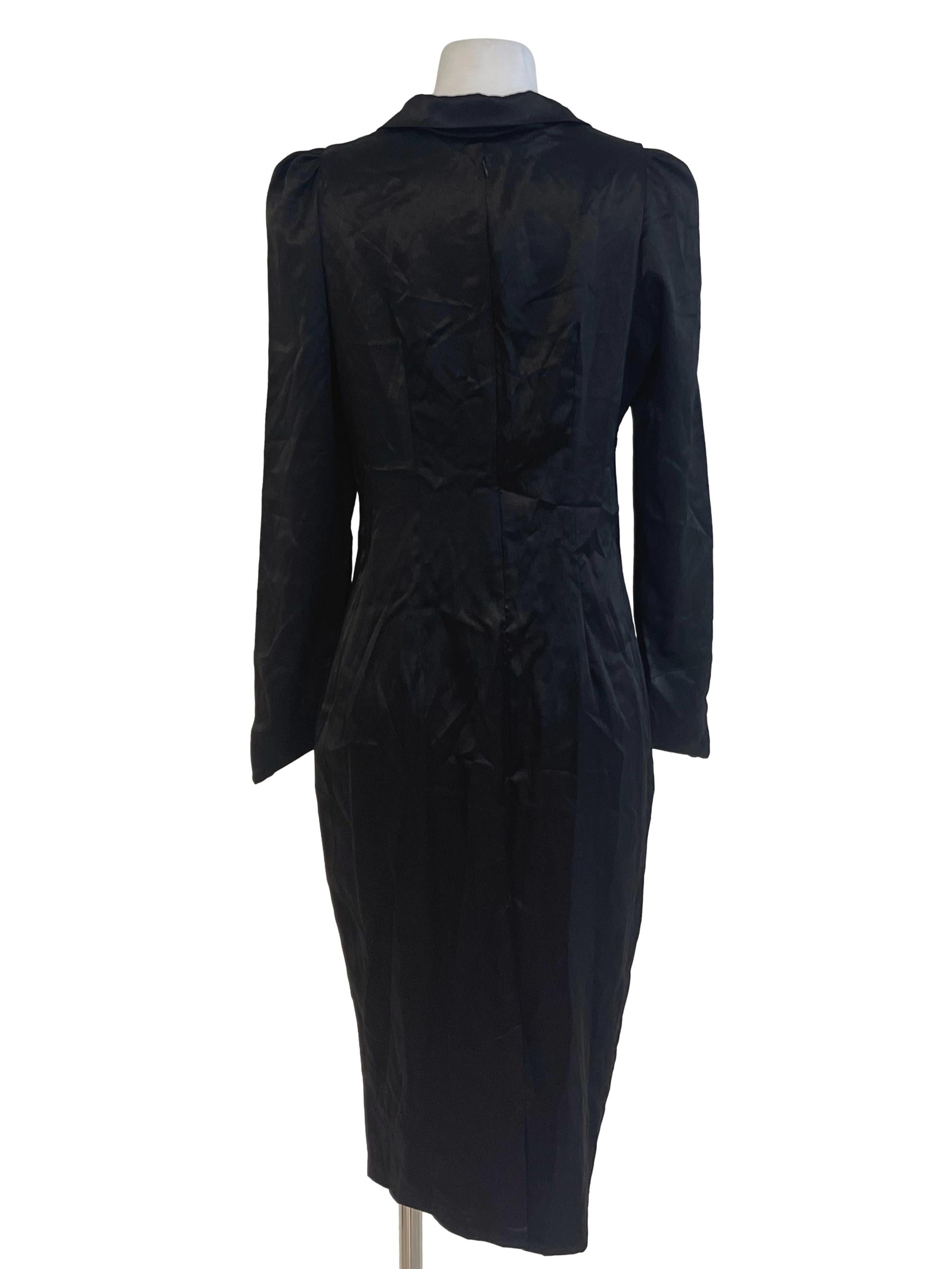 Black Satin Sheath Dress