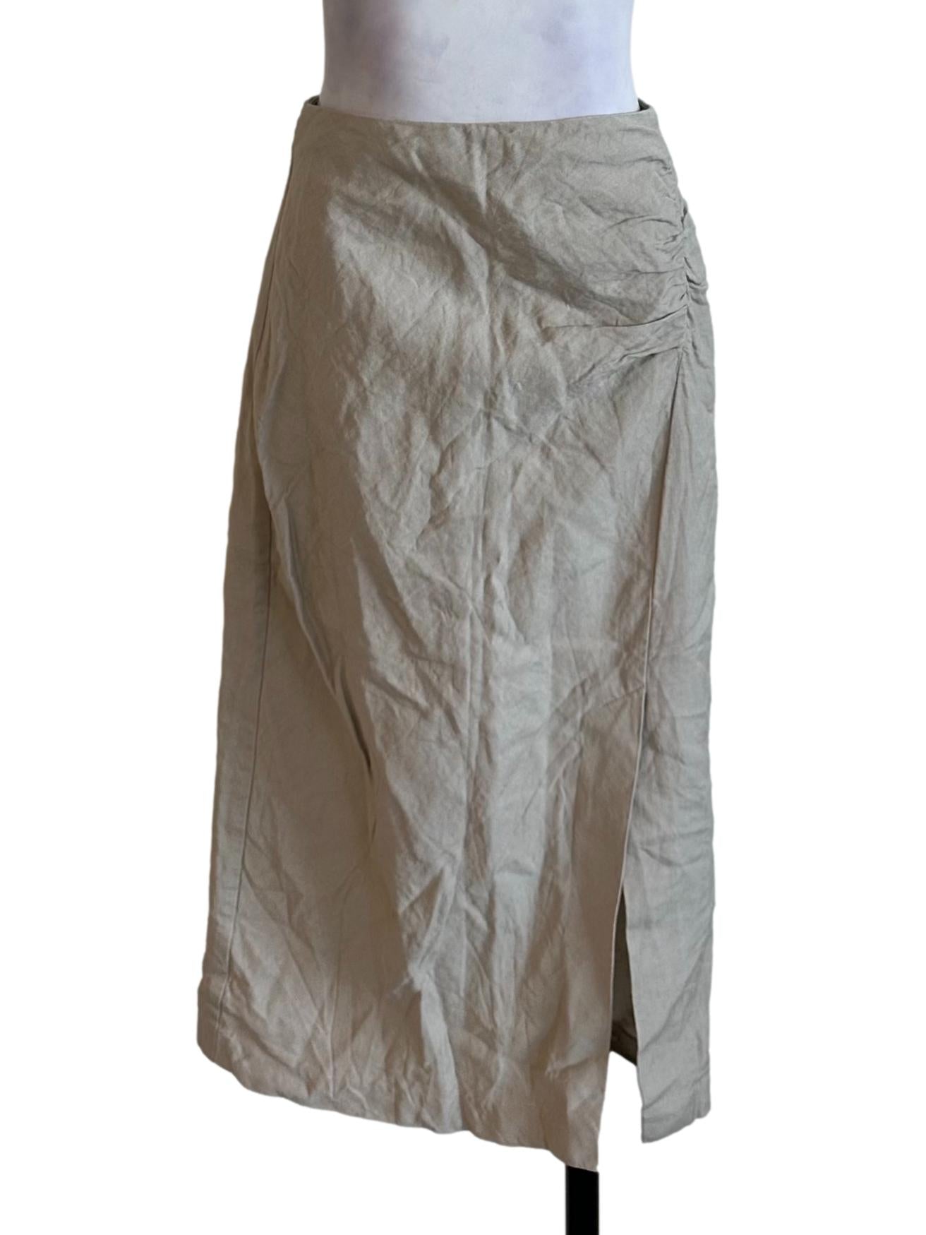 Khaki Beige Slit Skirt