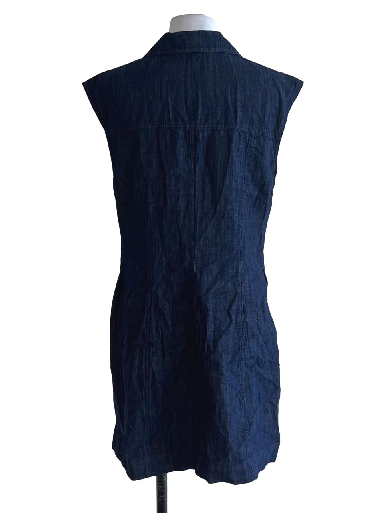Blue Denim Wing Collar Shirt Dress