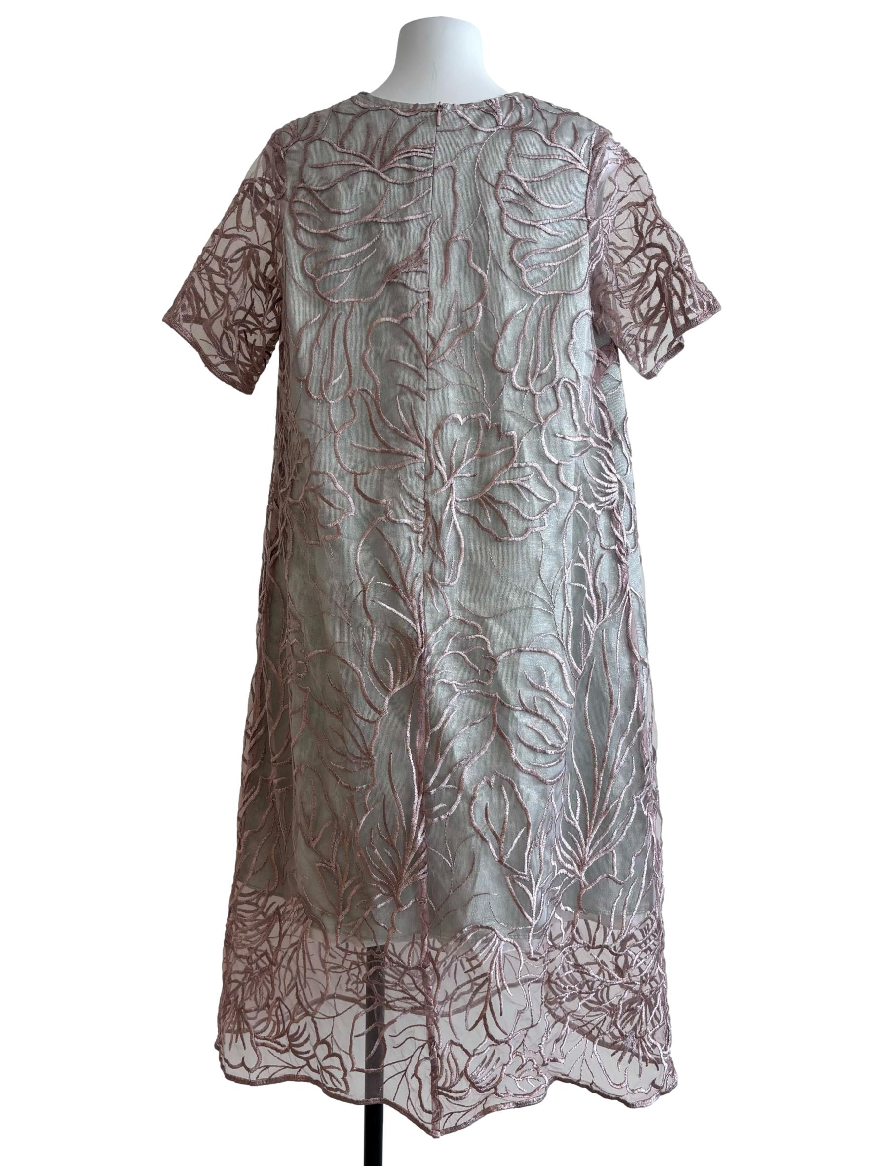 Sage Green Rose Pink Lace Dress