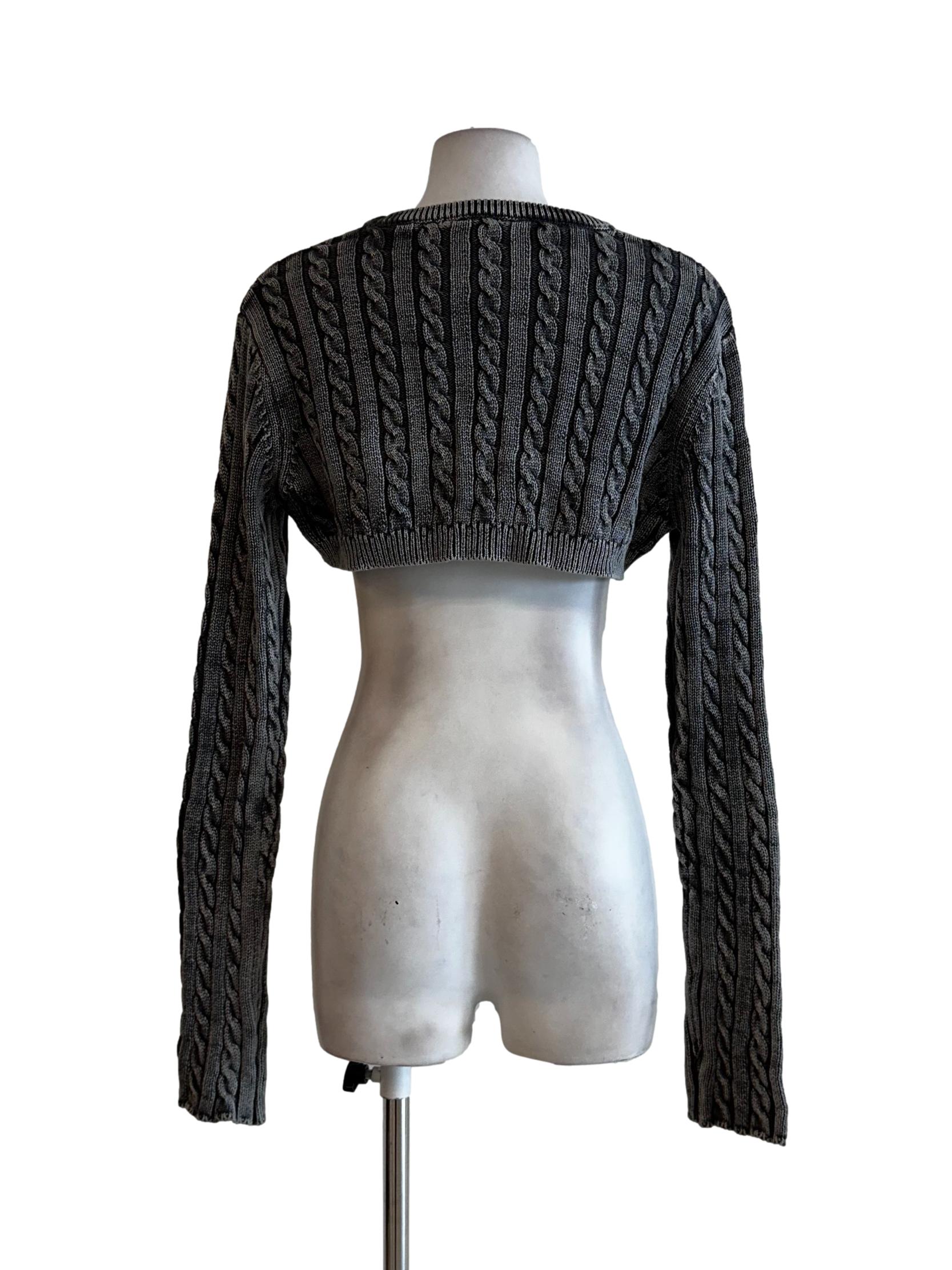 Shadow Grey Knit Cropped Top