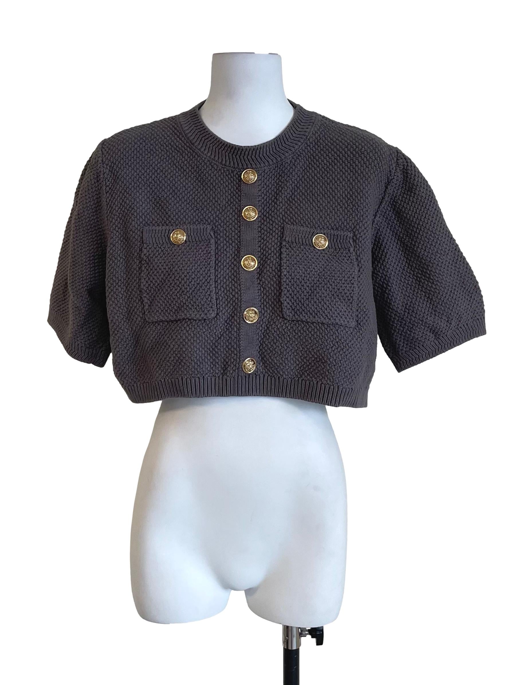 Grey Bust Pocket Knit Top LB