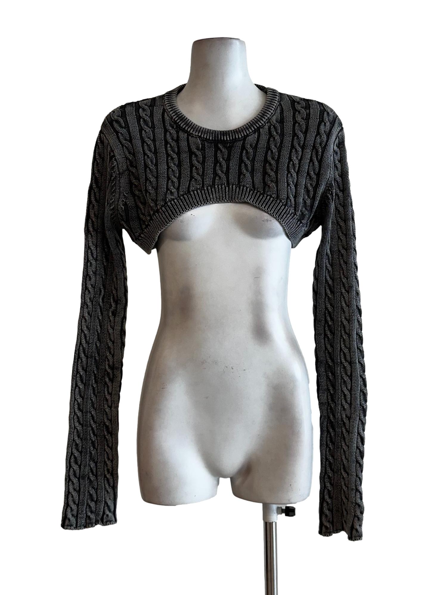 Shadow Grey Knit Cropped Top