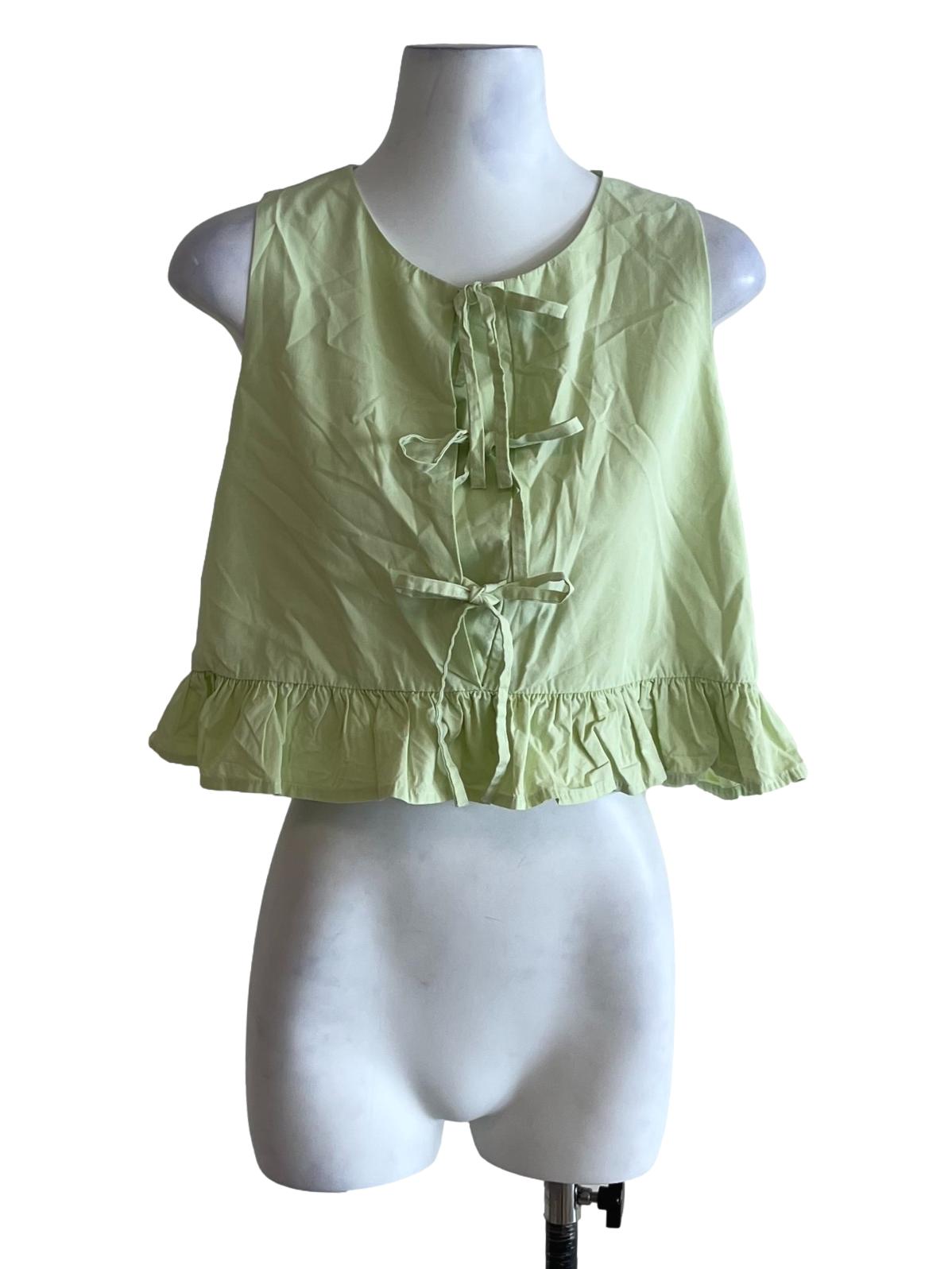 Lime Green Jewel Neckline Sleeveless Top