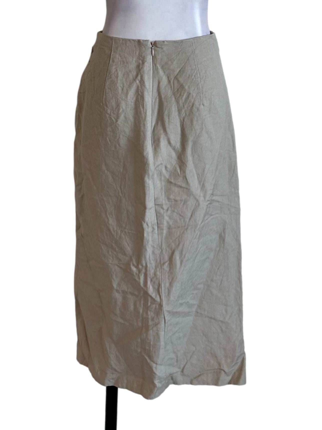 Khaki Beige Slit Skirt