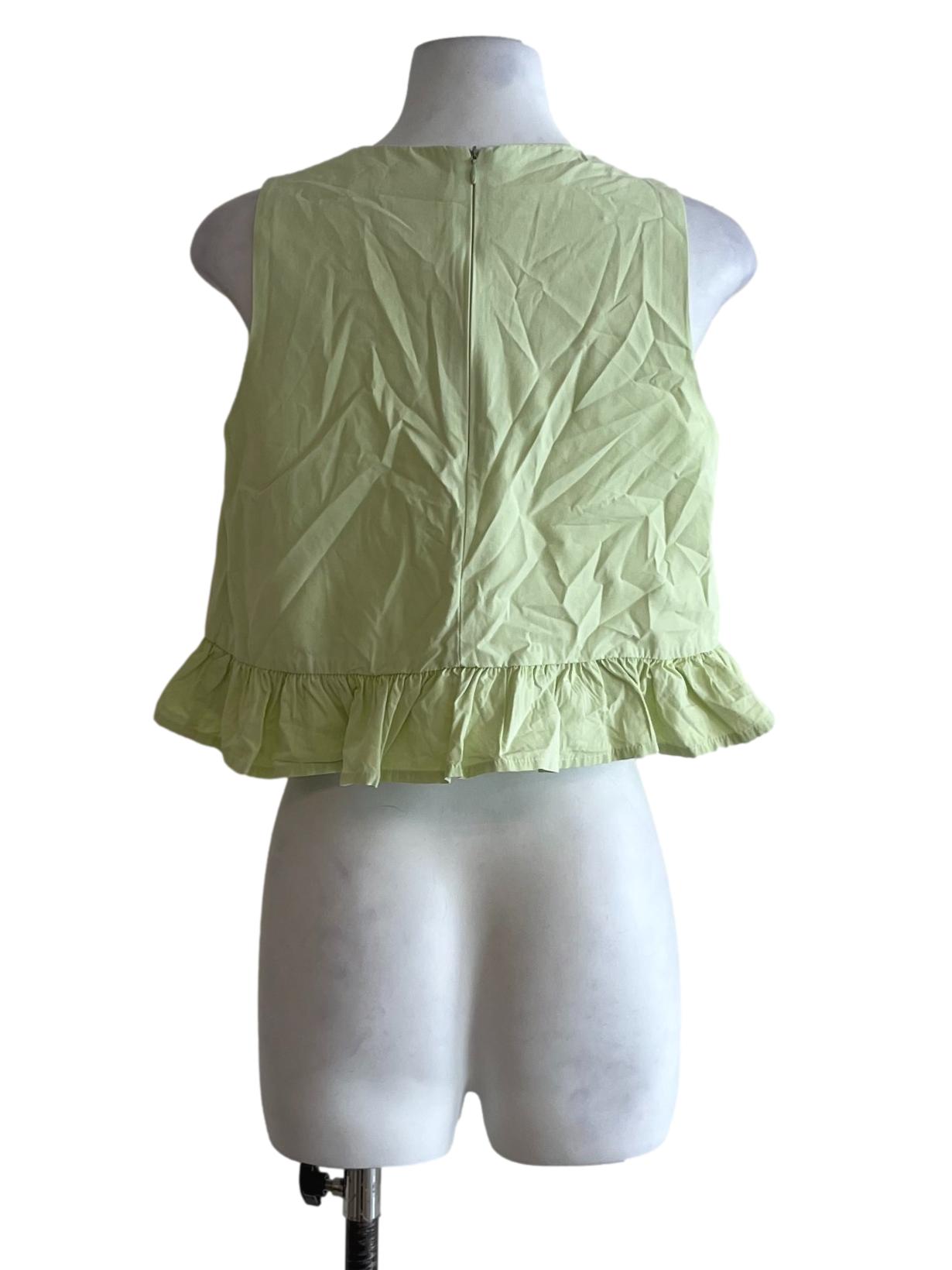 Lime Green Jewel Neckline Sleeveless Top