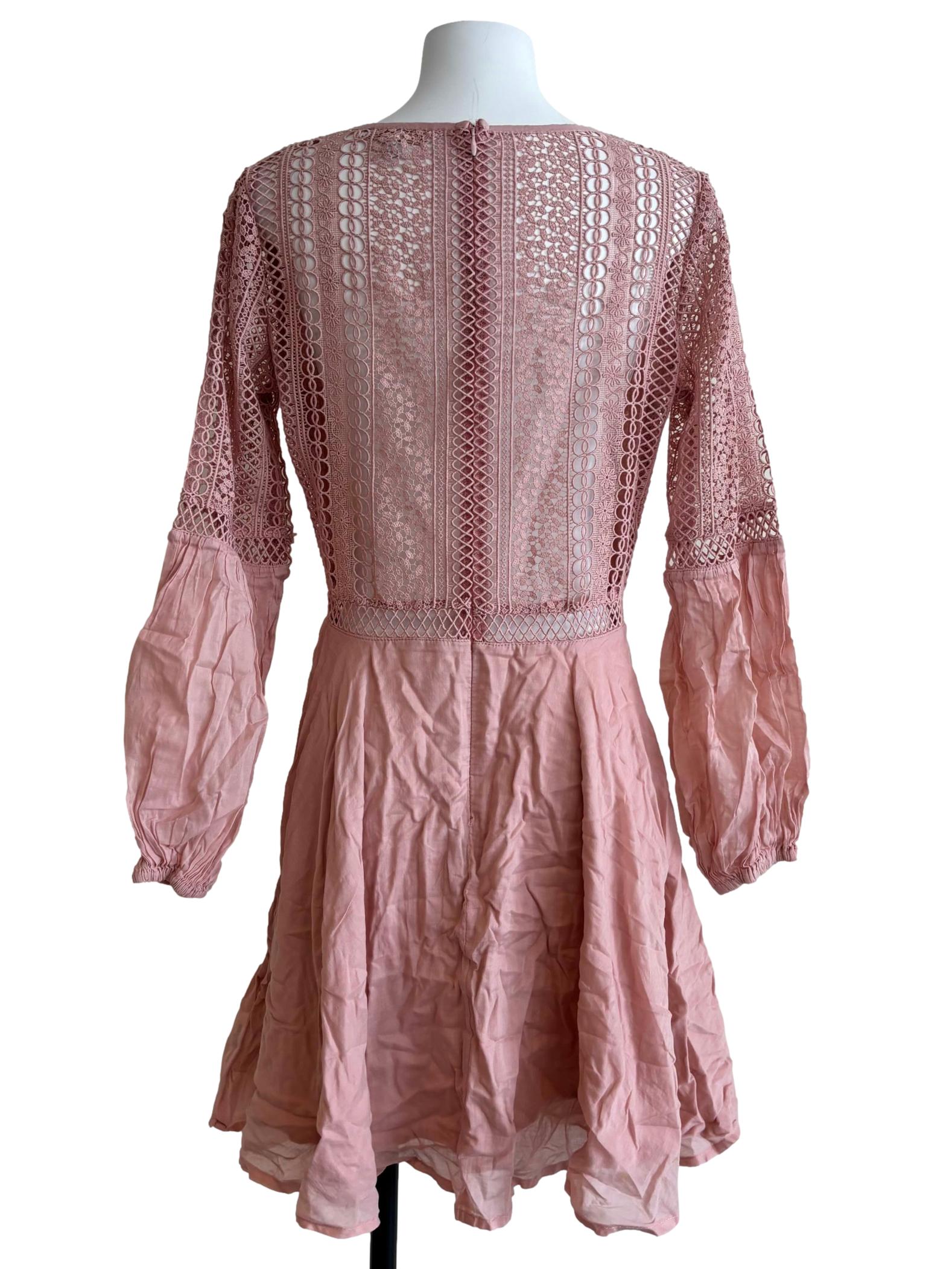 Watermelon Pink Lace A-Line Dress