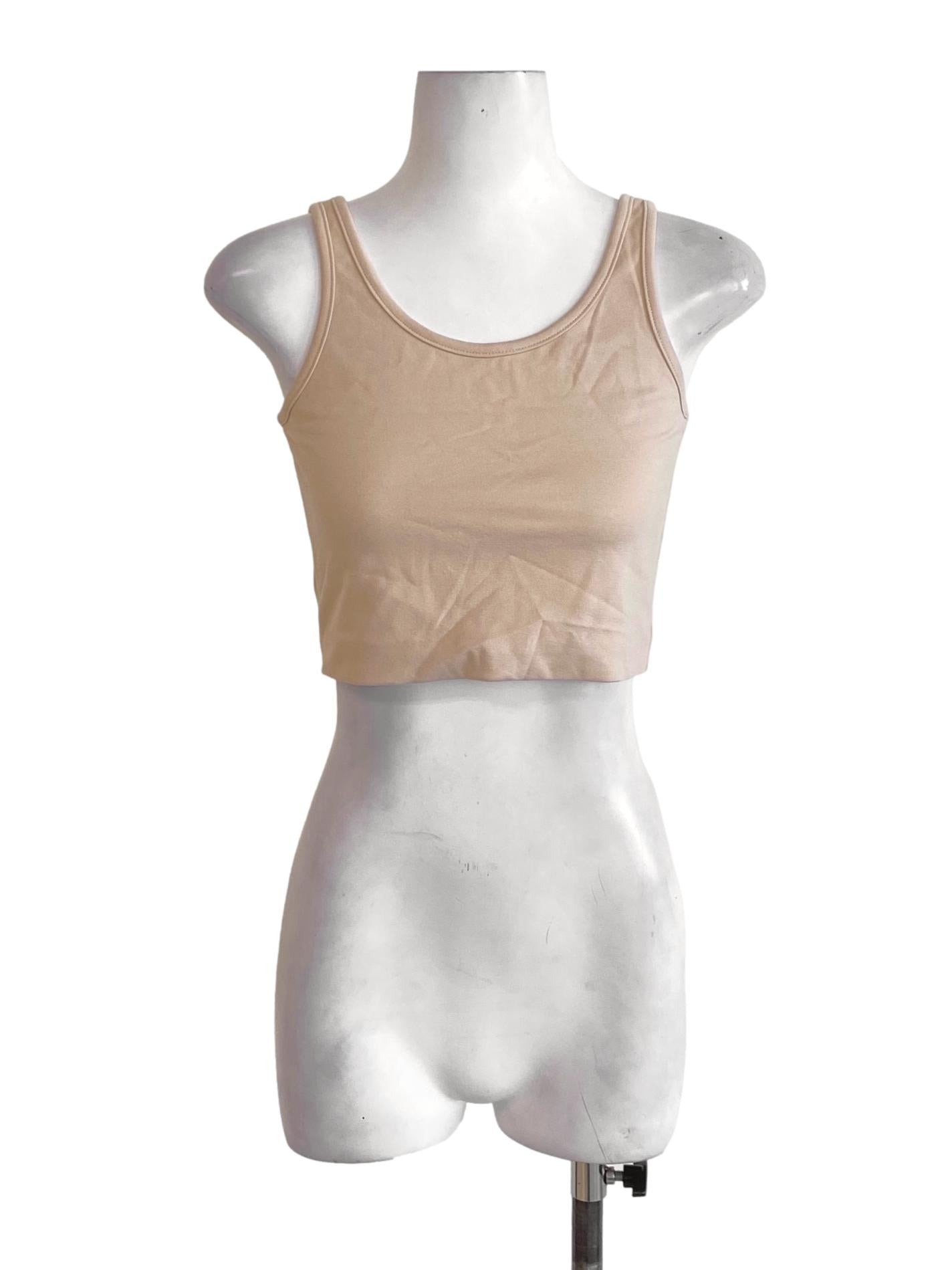 Sand Brown Round Neck Cropped Kavena Top