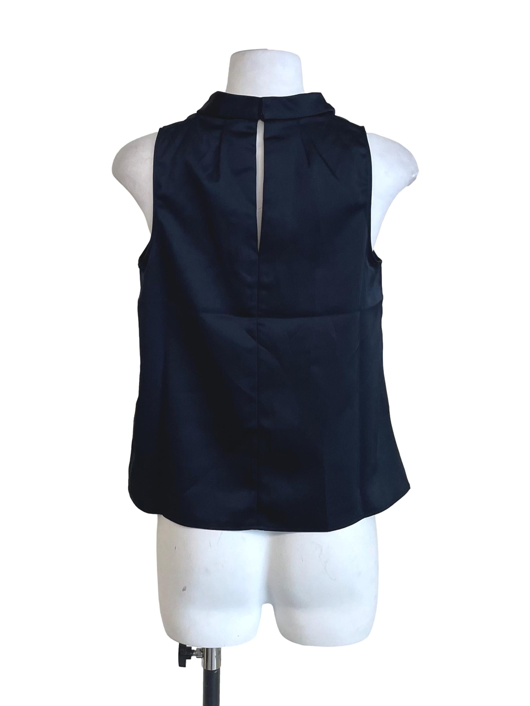 Dark Navy Satin Sleeveless Top LB