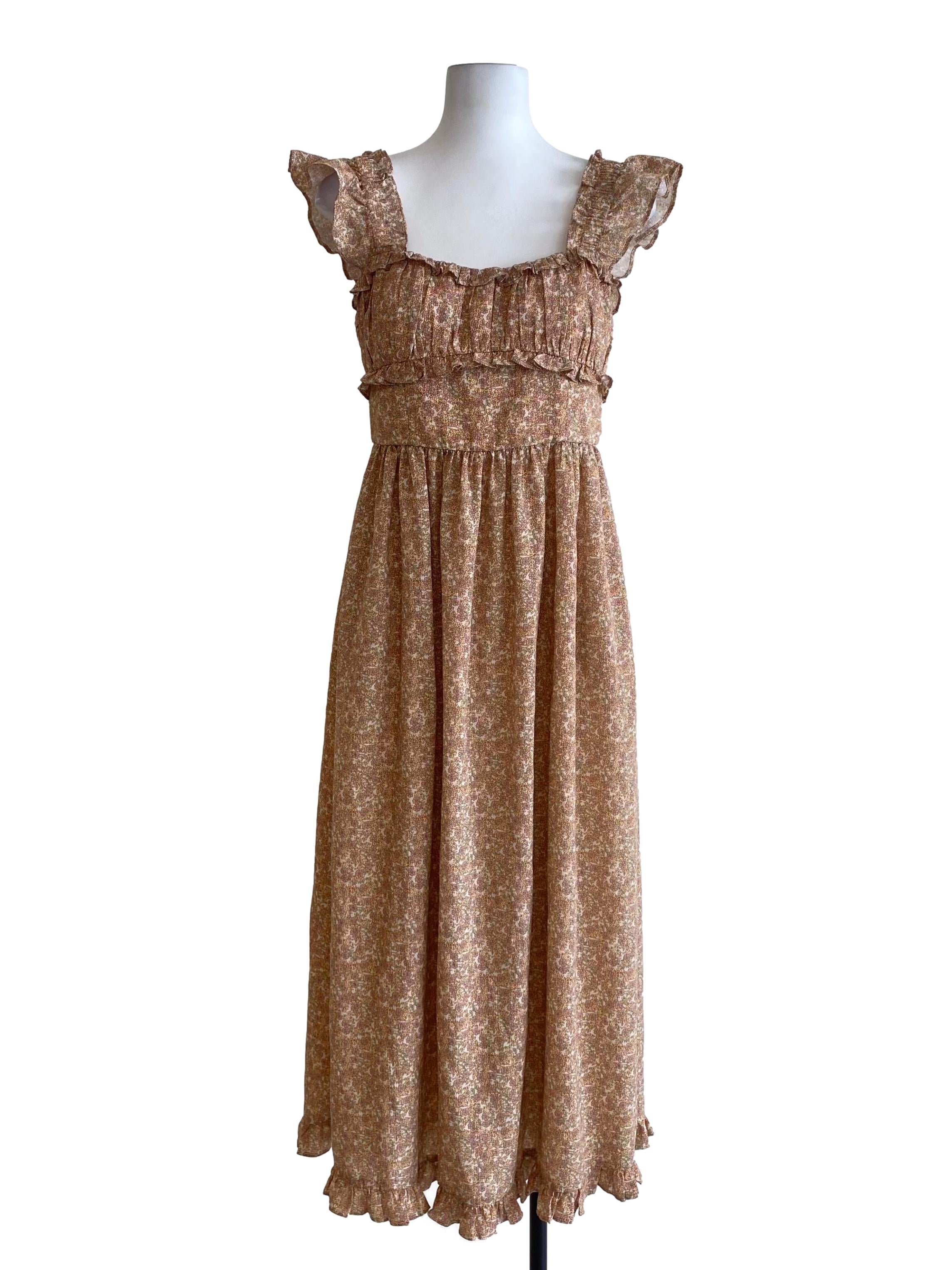 Corn Yellow Multicolor Floral Drop Waist Dress