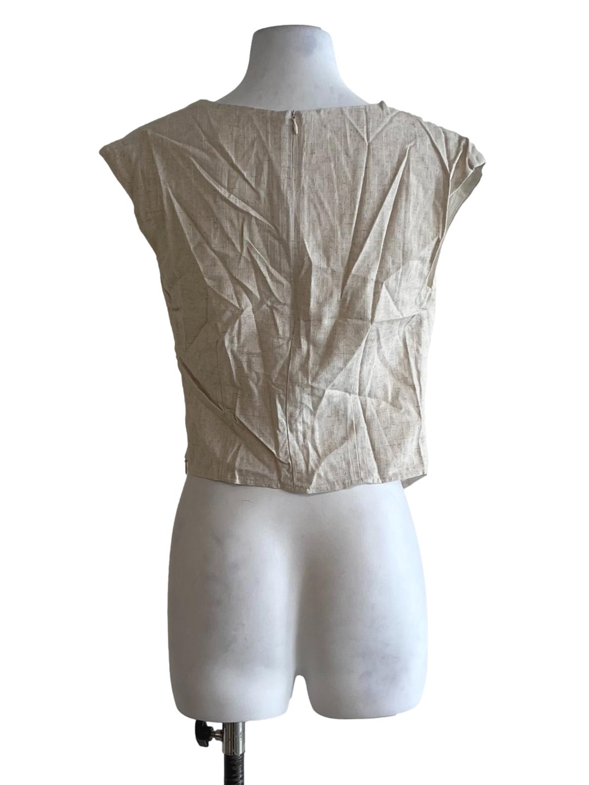 Beige Jewel Neckline Blouse