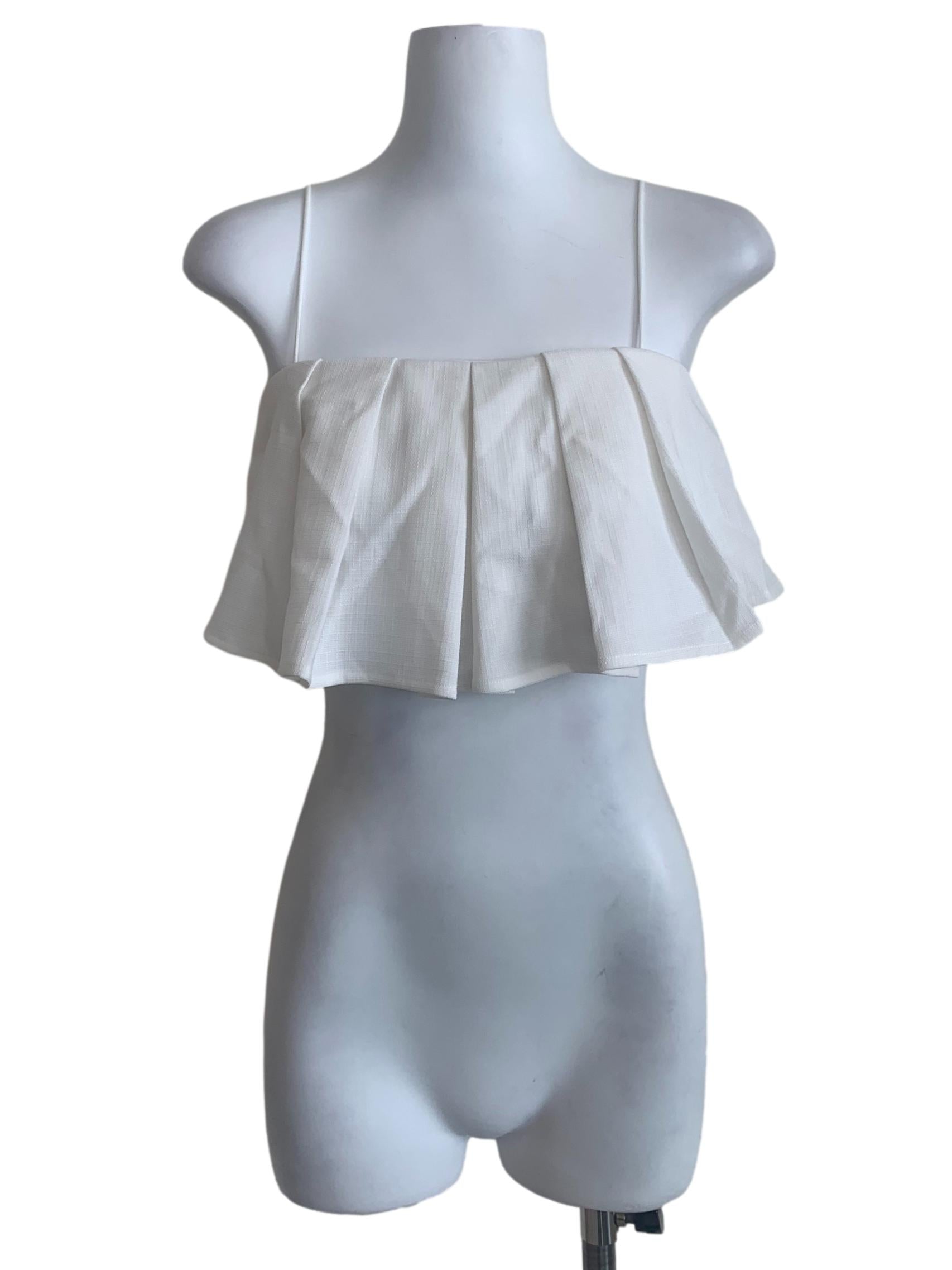 Chiffon White Box Pleated Top