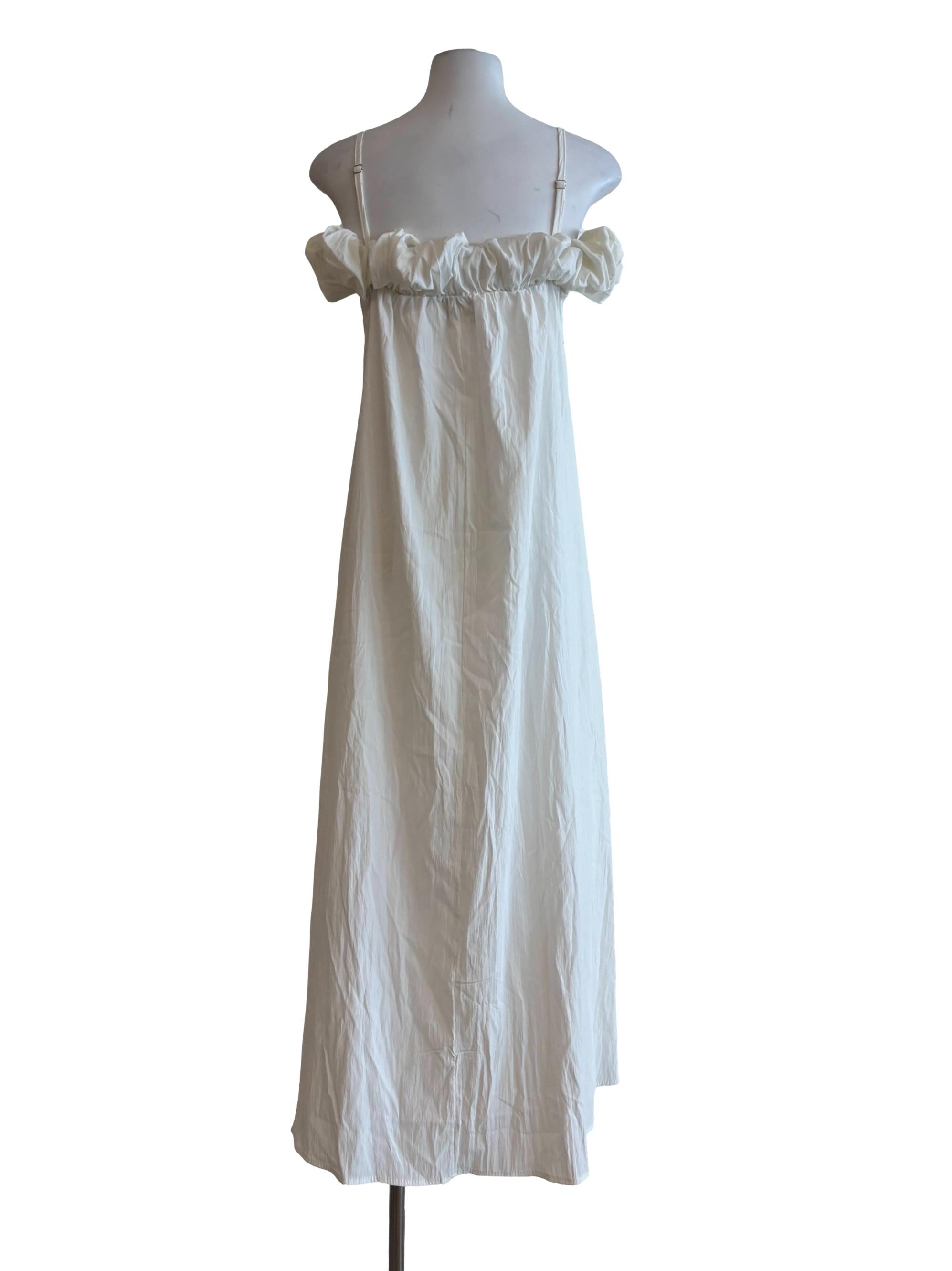 Pearl White Ruffle Neckline Spaghetti Strap Top