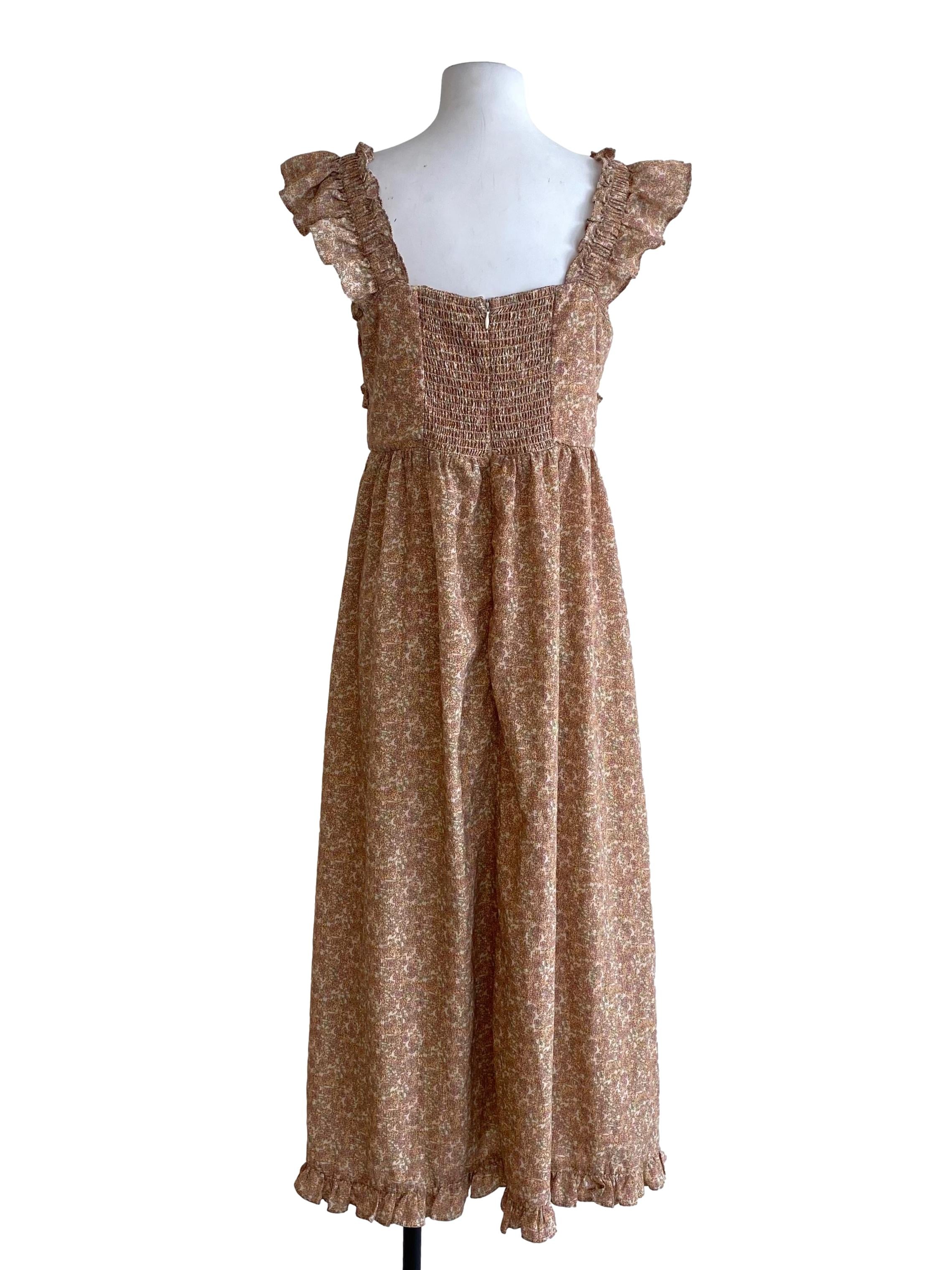 Corn Yellow Multicolor Floral Drop Waist Dress