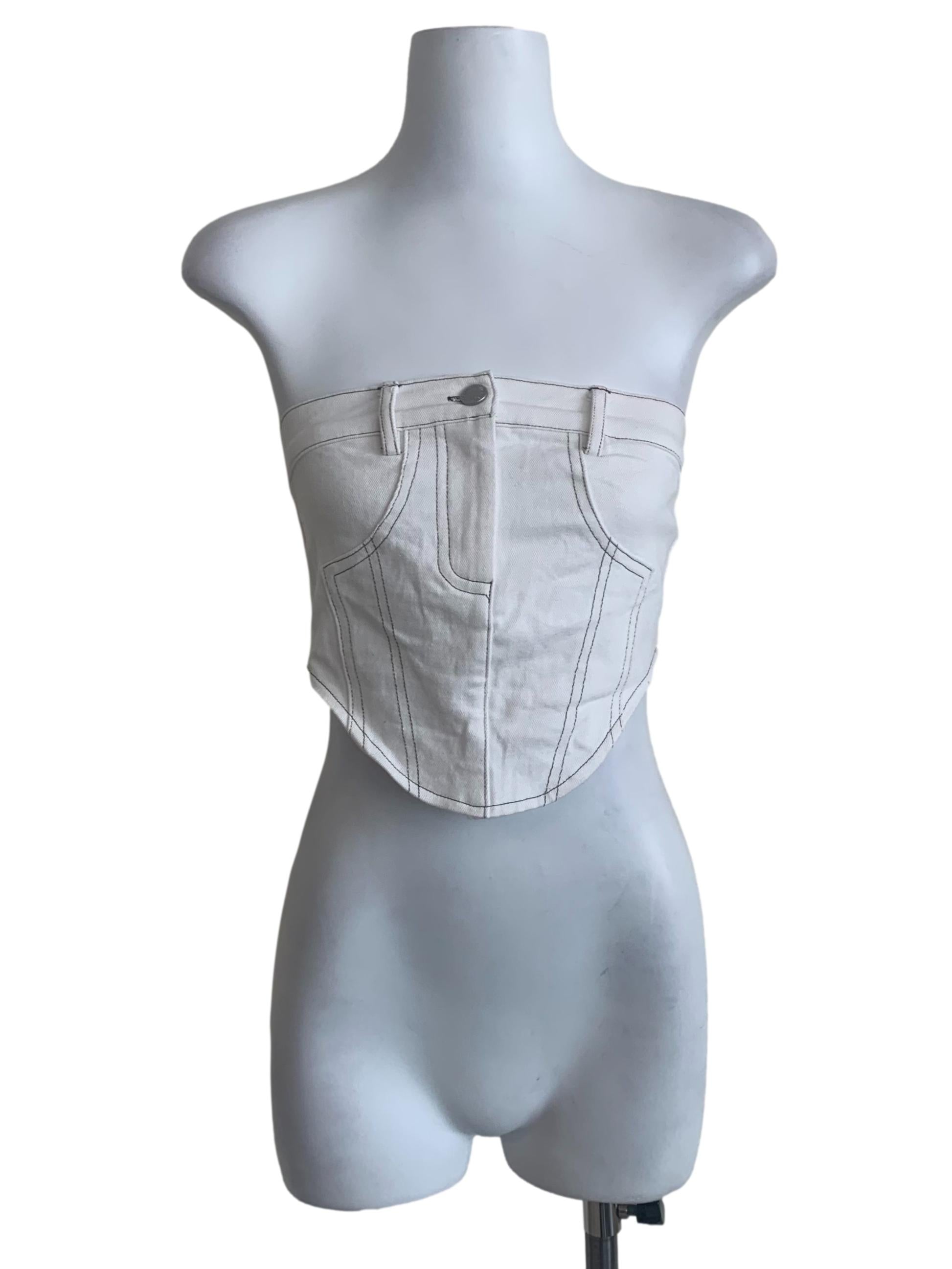 Daisy White Denim Tube Top YHF