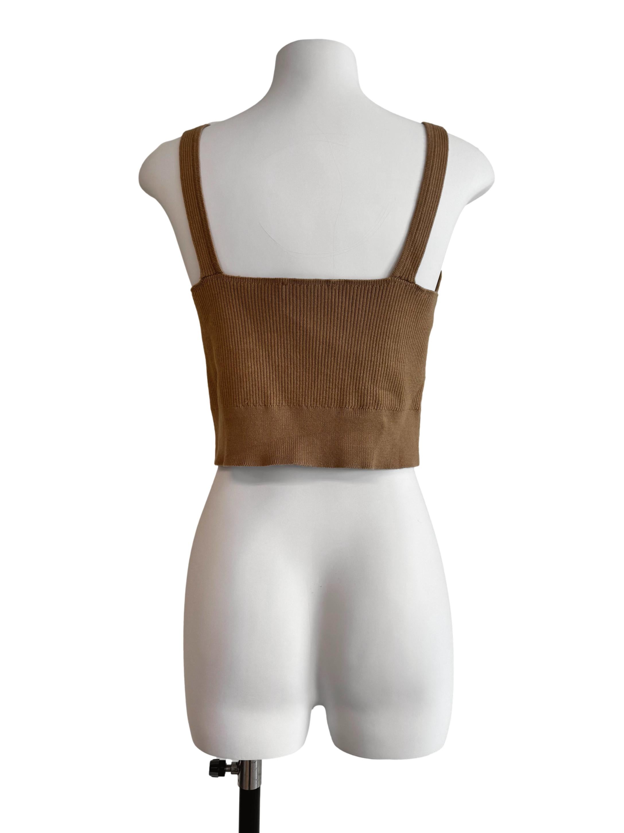 Textured Coffee V Neck Top LB