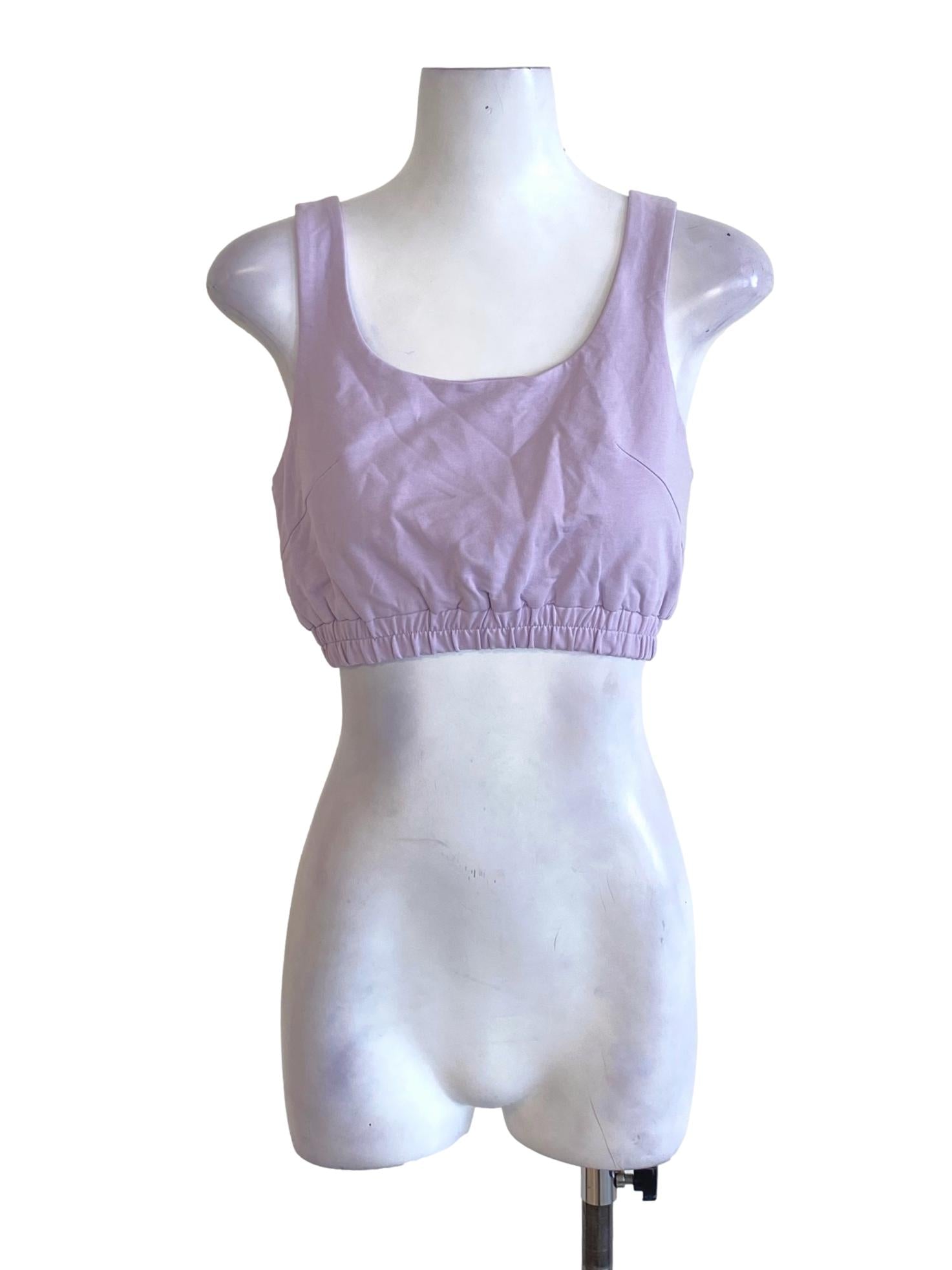 Lilac Purple Scoop Neck Stretchy Waist Cropped Tank Top TTR