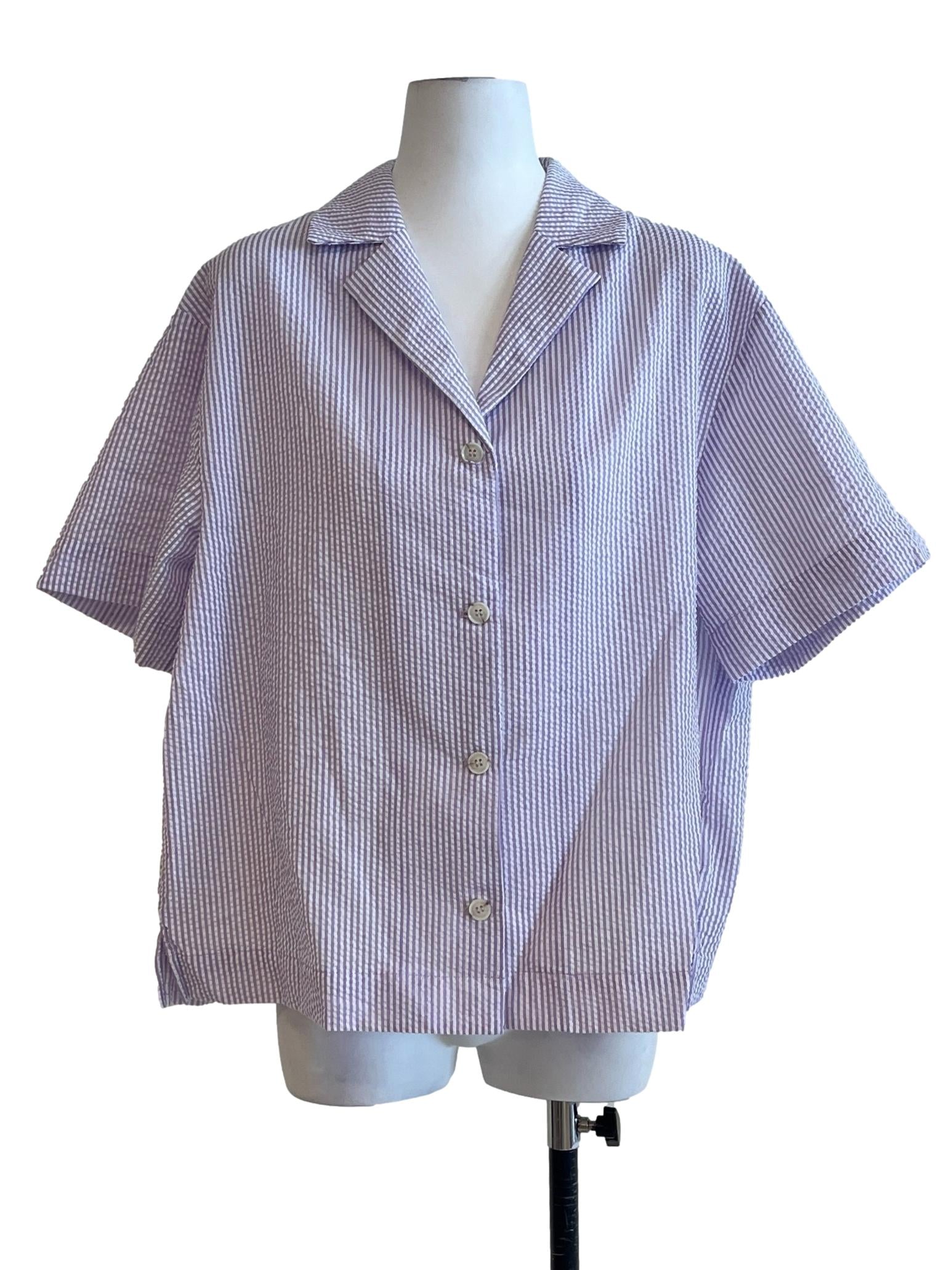 Lavender Purple Stripe Short Sleeve Top