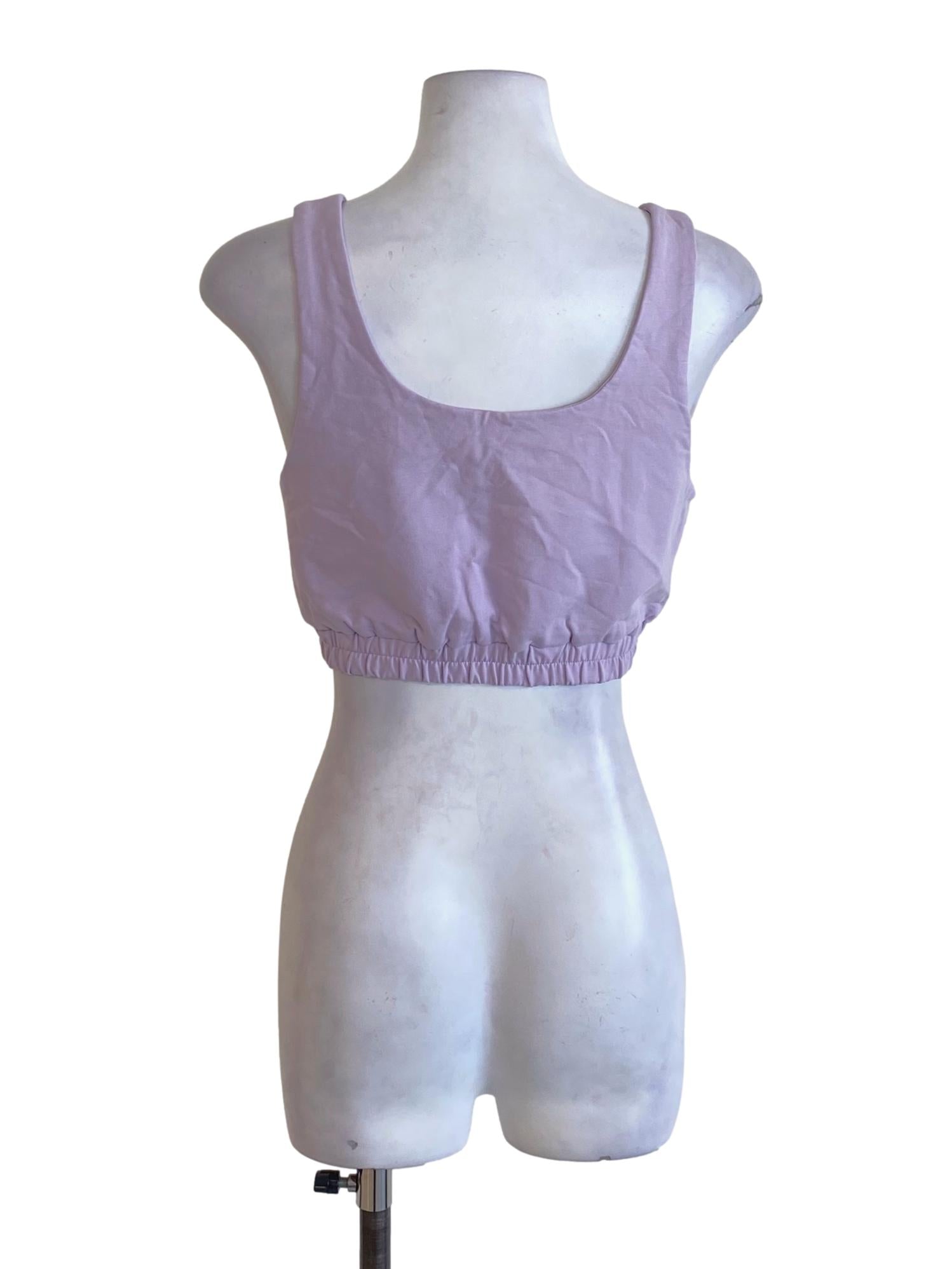 Lilac Purple Scoop Neck Stretchy Waist Cropped Tank Top TTR