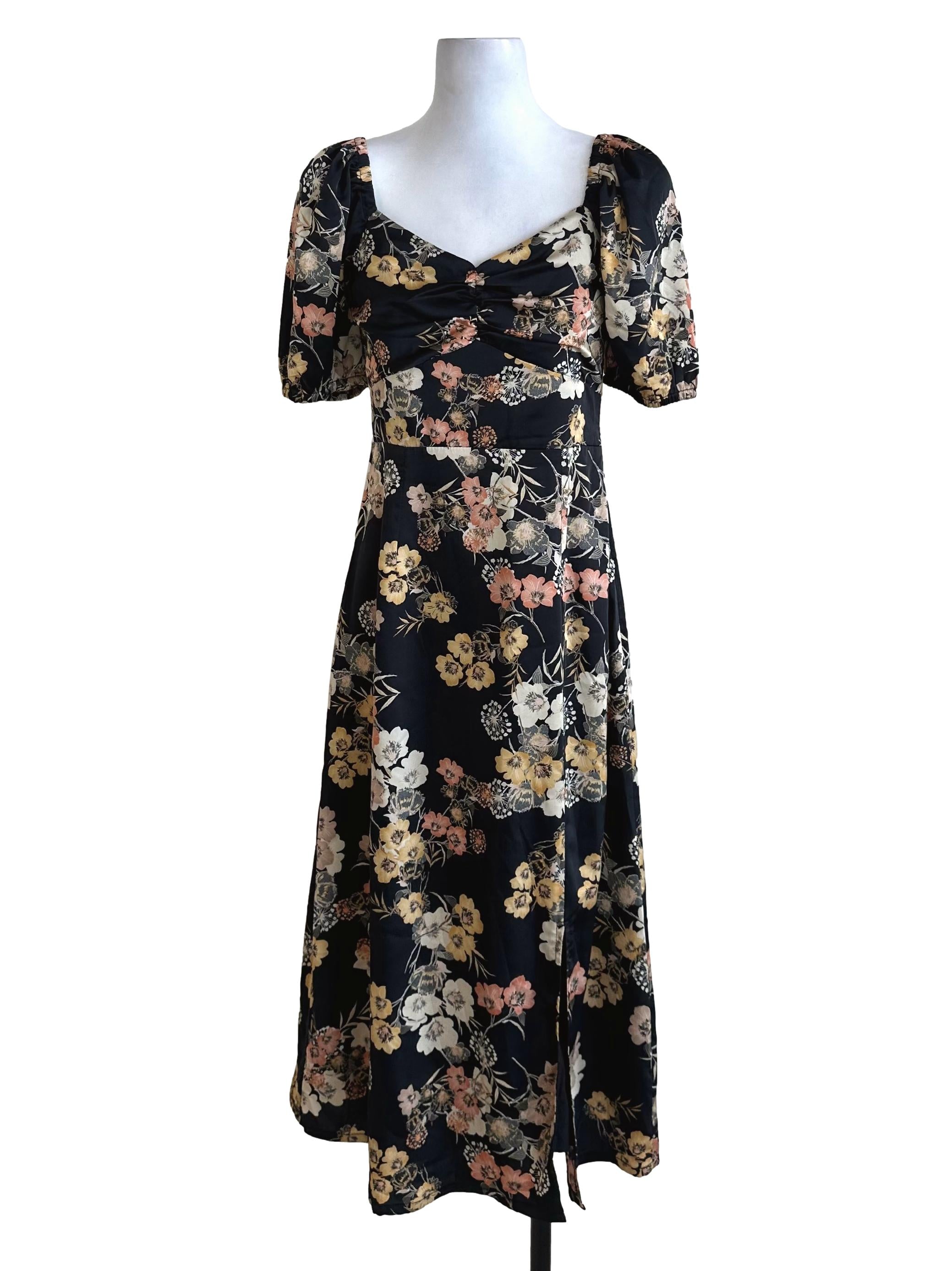 Black Floral Pattern Dress