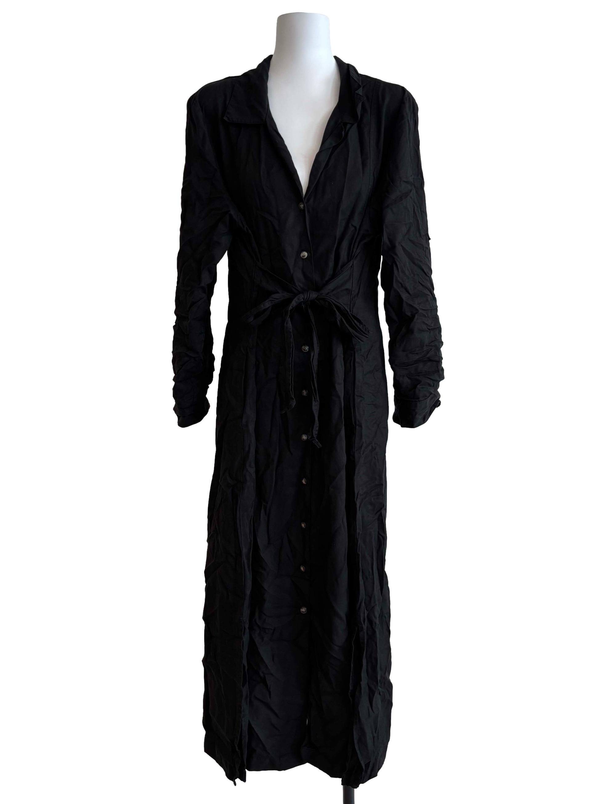 Ink Black Buttoned Maxi Dress